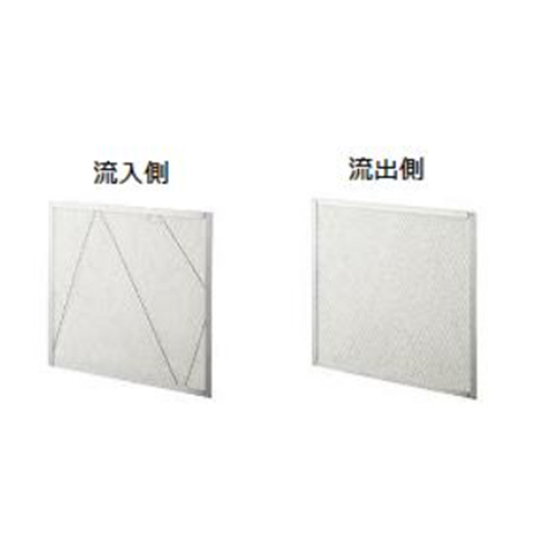 流入側：ろ材はこちらの面から交換できます。\n流出側：ろ材はこちらの面から交換できません。