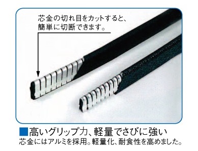 芯金には、軽量で耐食性の高いアルミを採用。