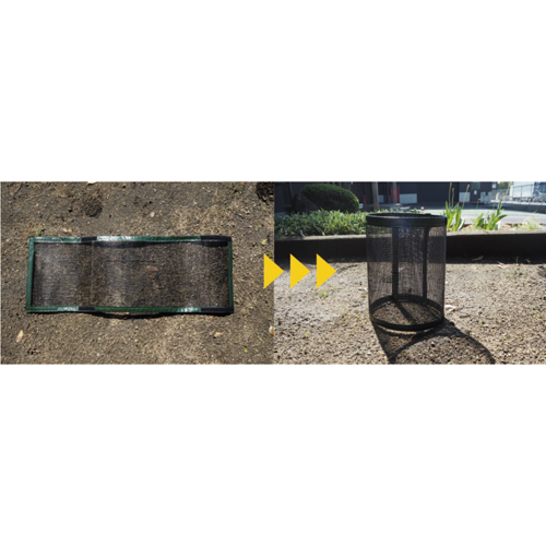 土のう袋のサイズに合わせて、面ファスナーで固定します。