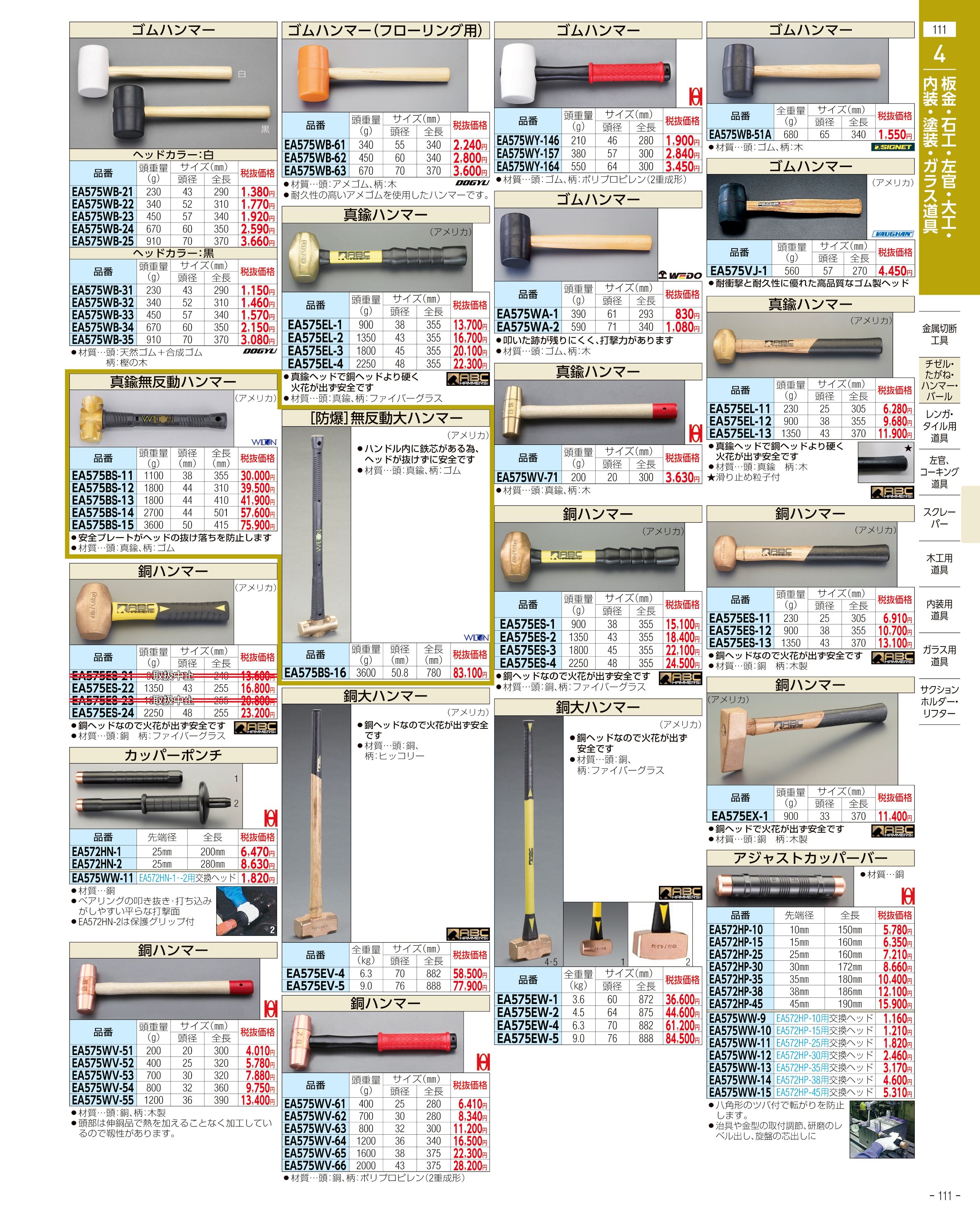 エスコ便利カタログ111ページ