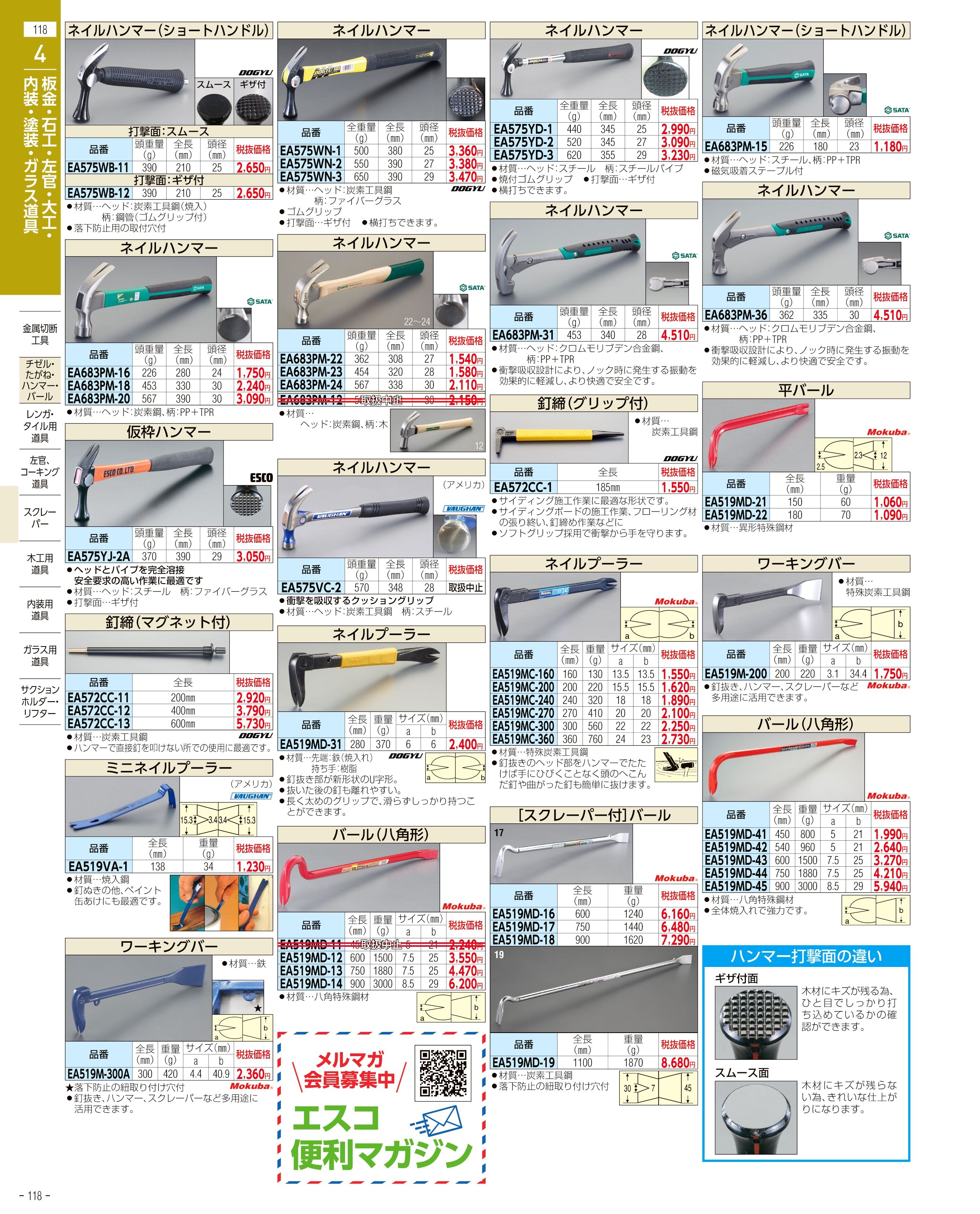 エスコ便利カタログ118ページ