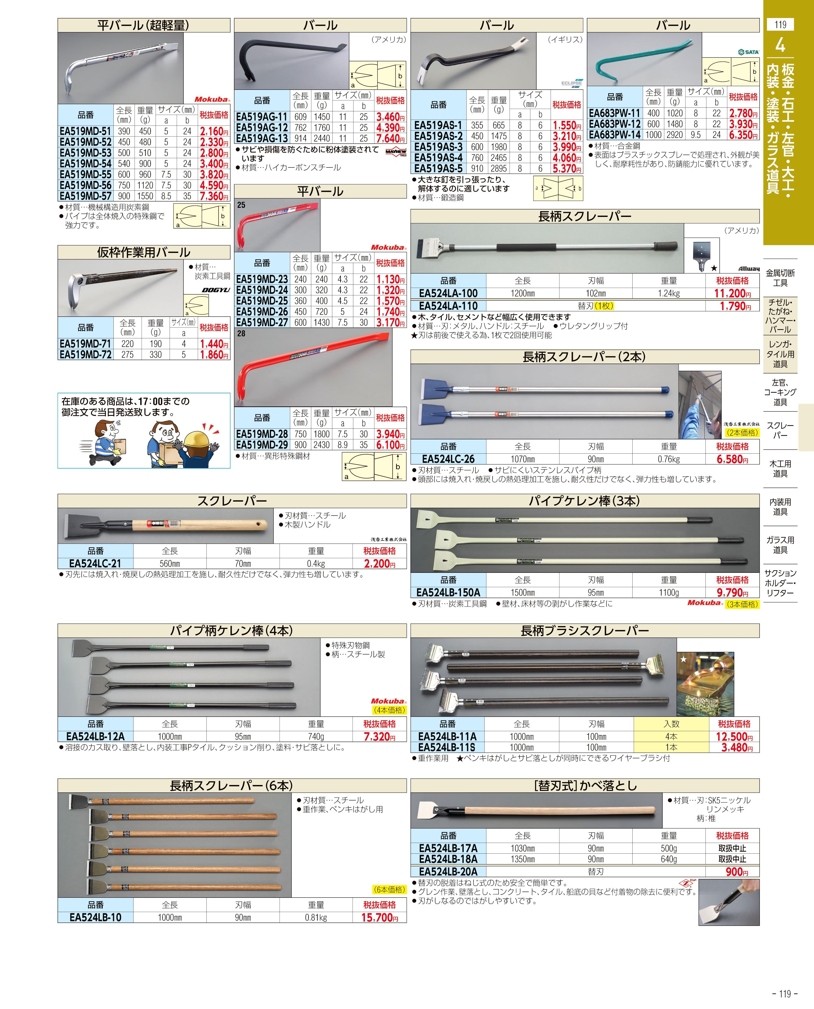 エスコ便利カタログ119ページ