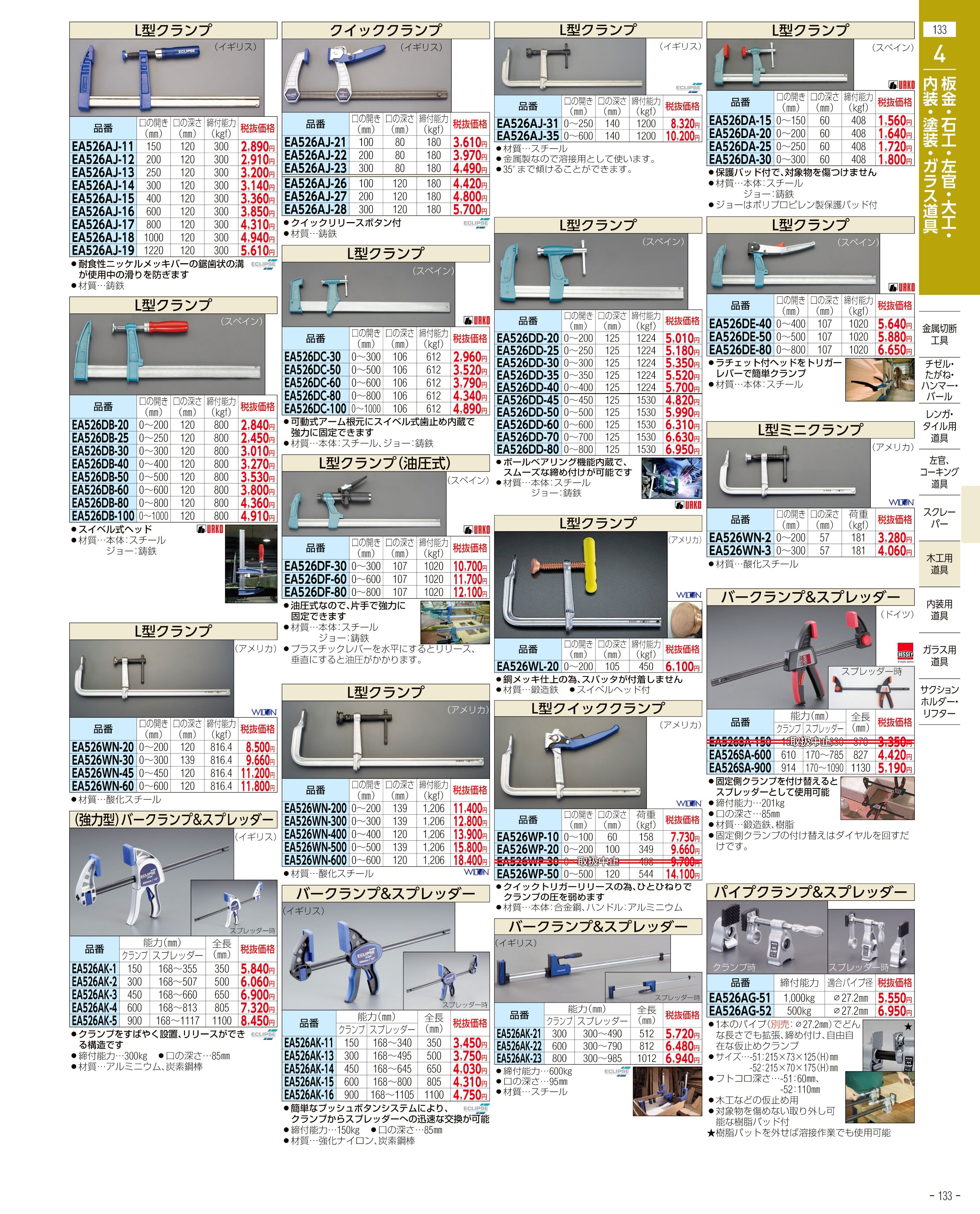 エスコ便利カタログ133ページ