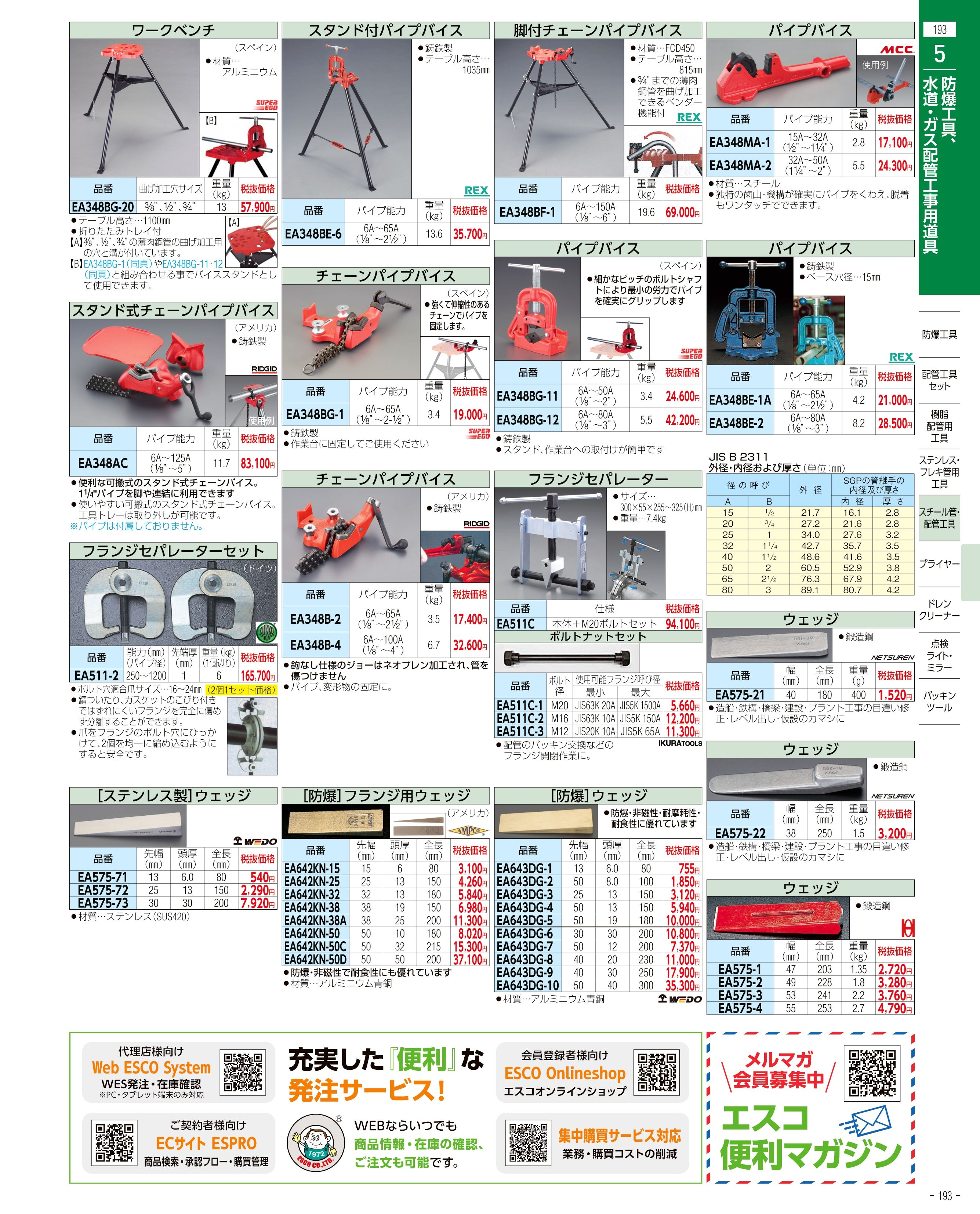 エスコ便利カタログ193ページ