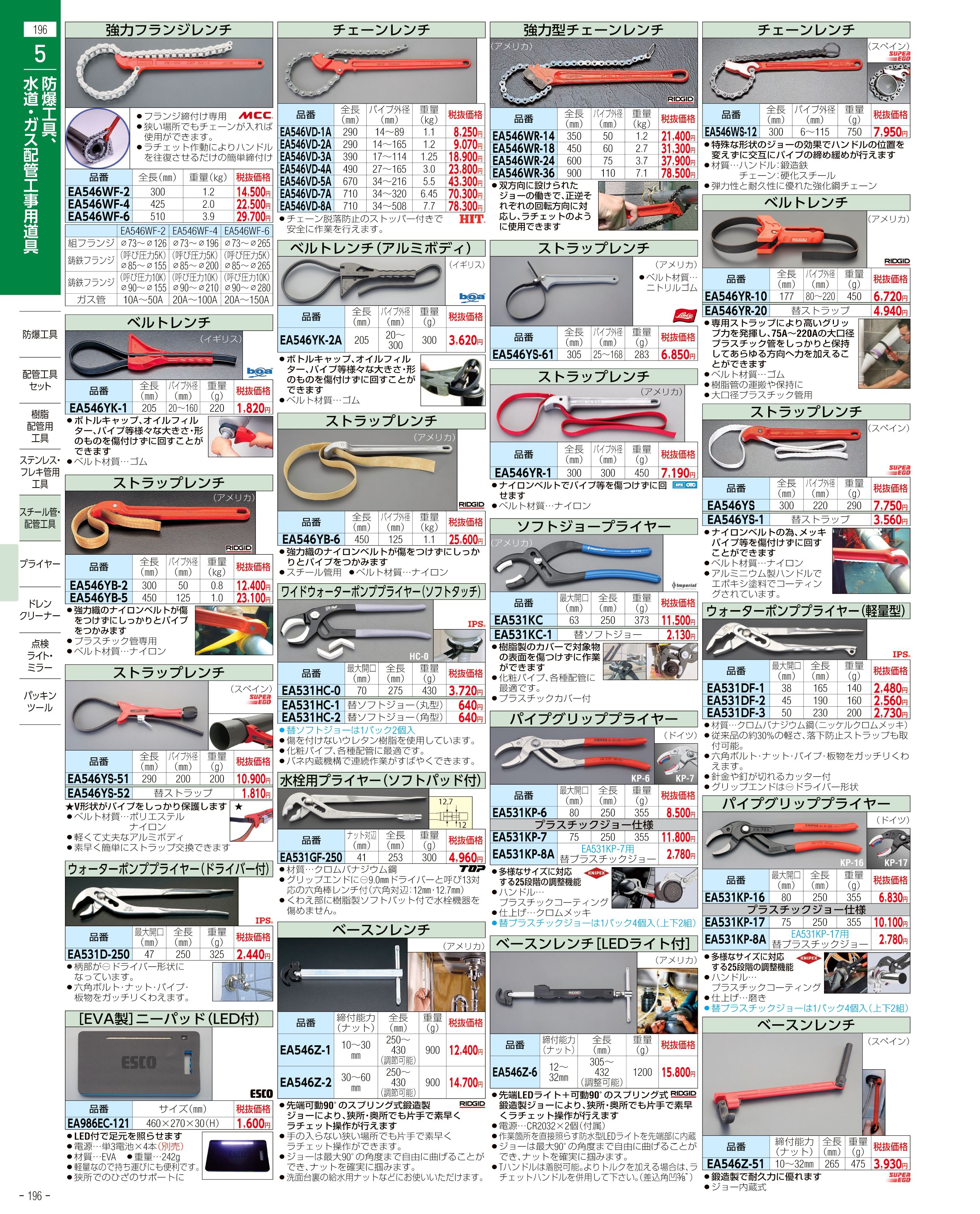 エスコ便利カタログ196ページ