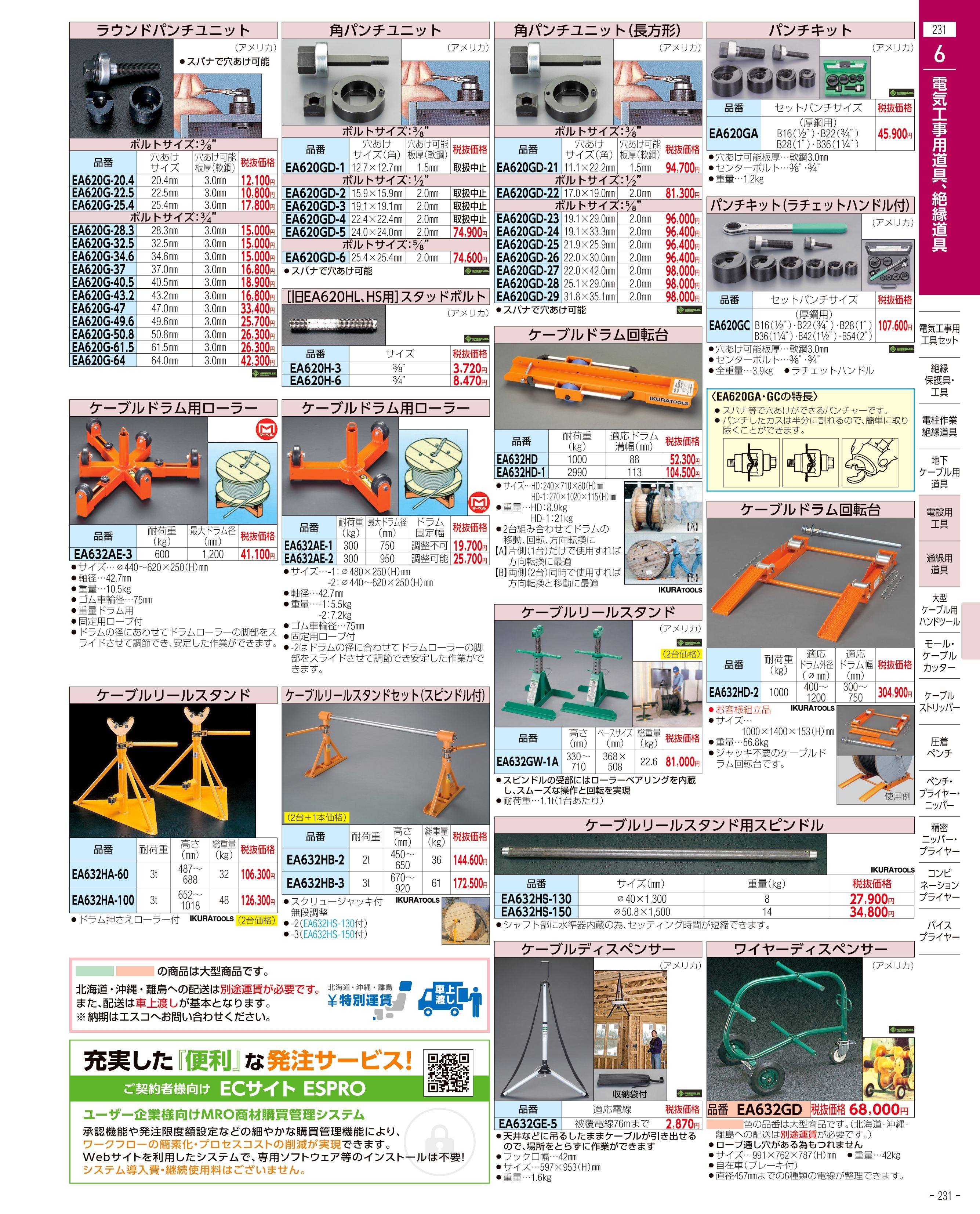 エスコ便利カタログ231ページ