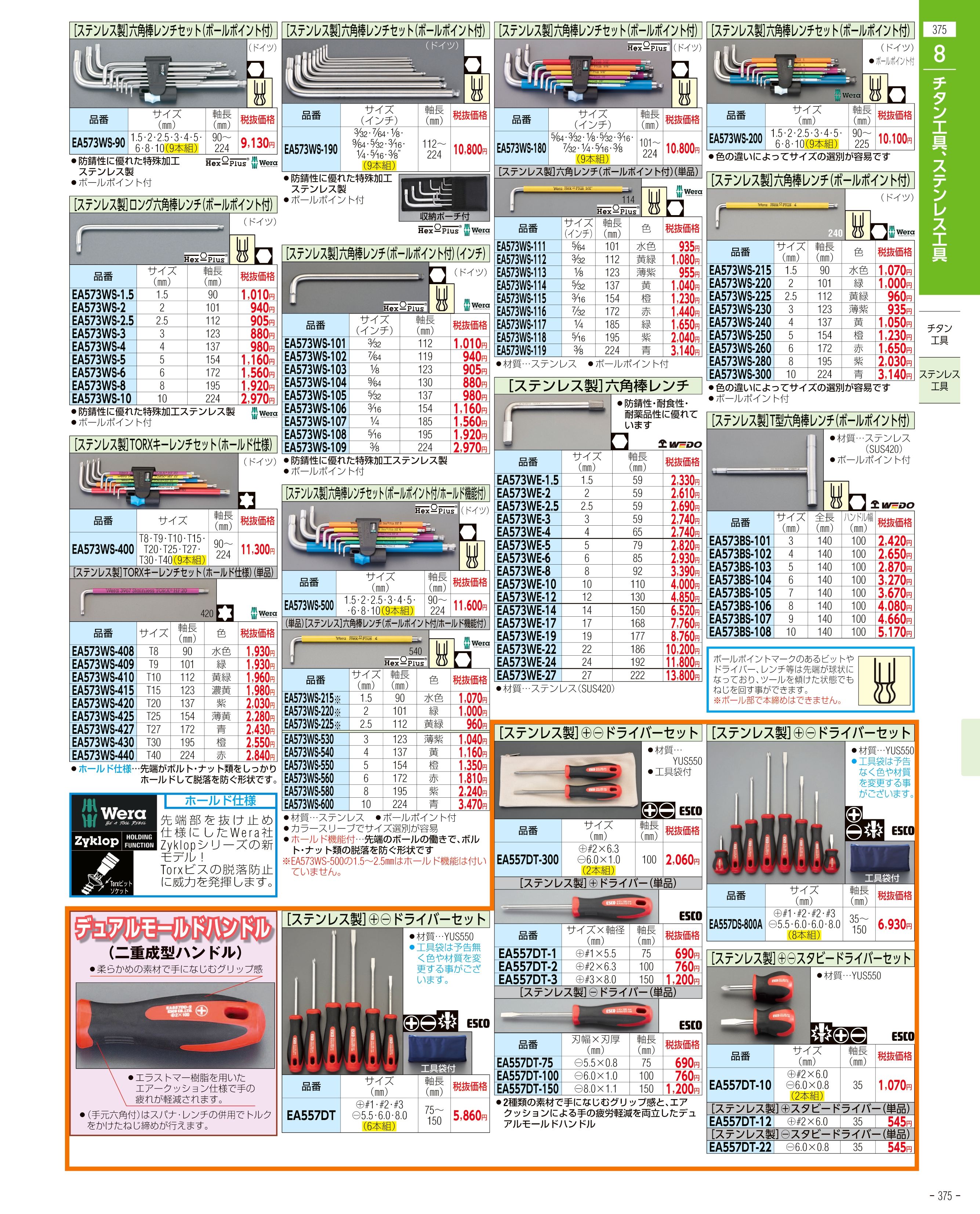 エスコ便利カタログ375ページ