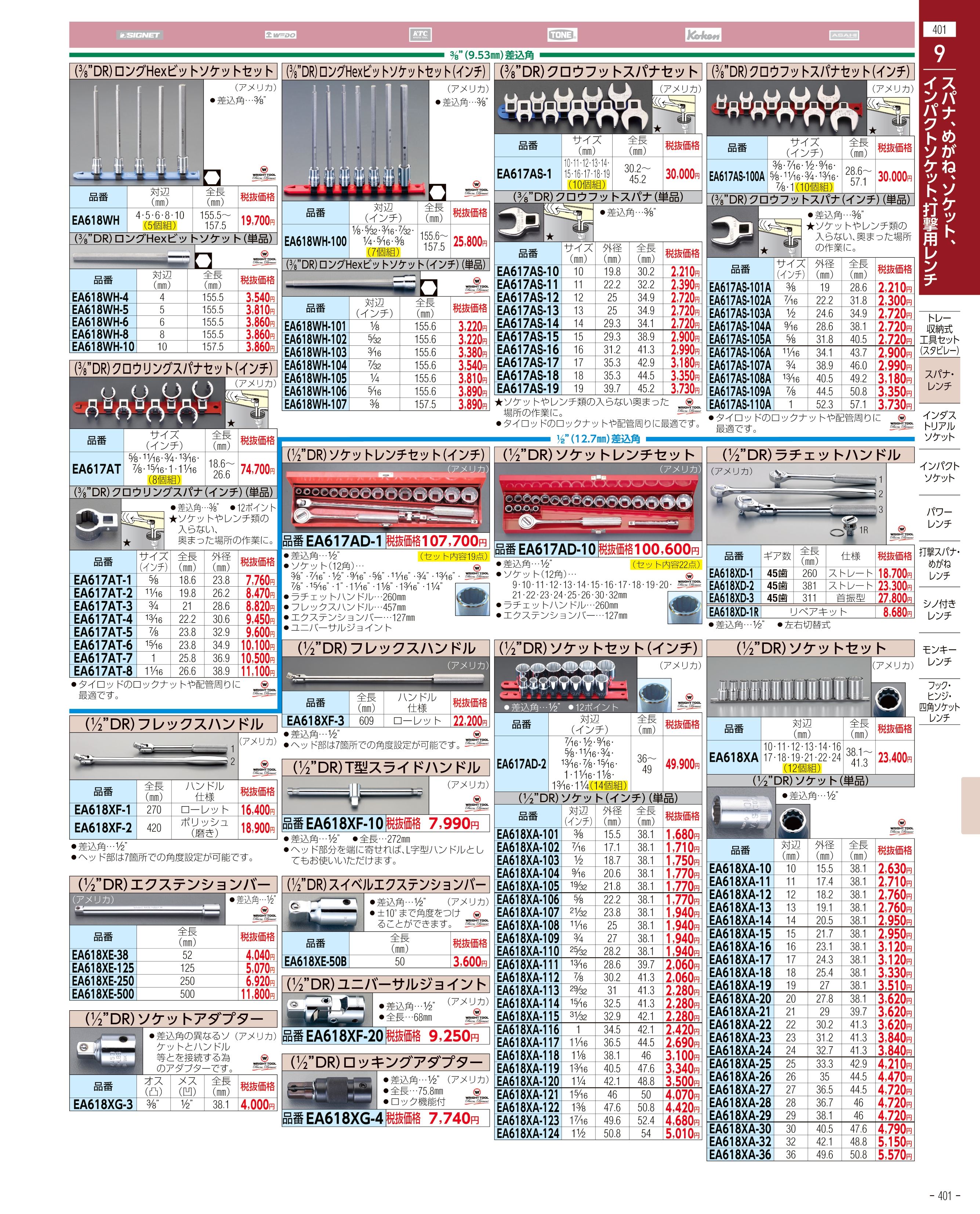 エスコ便利カタログ401ページ