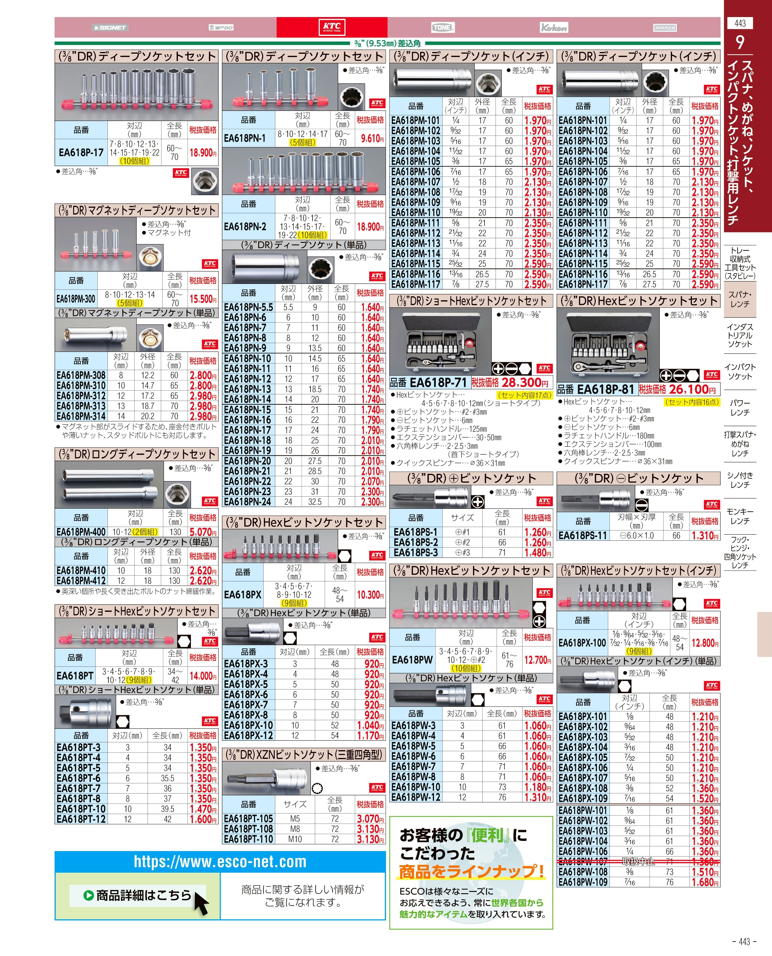 エスコ便利カタログ443ページ