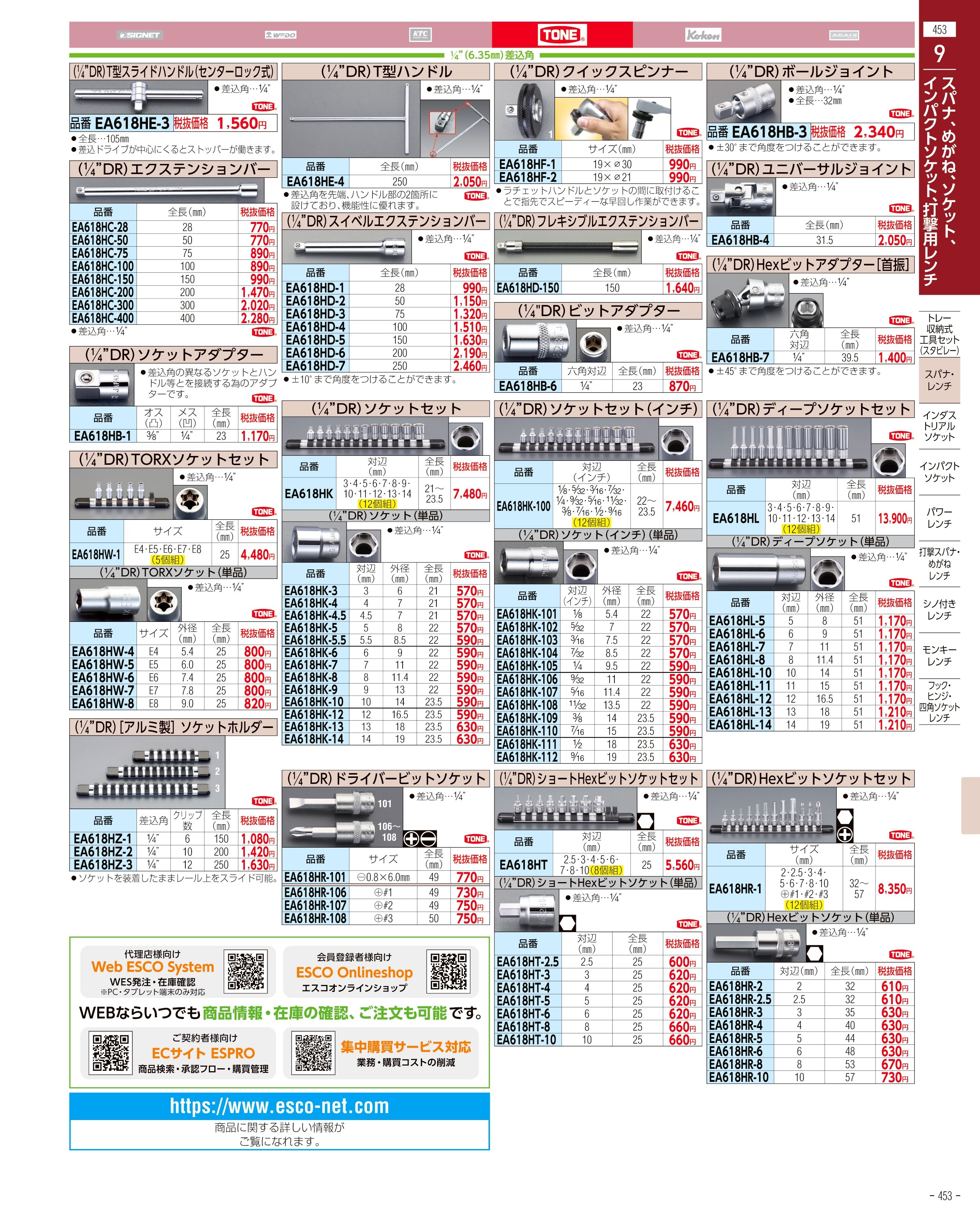 エスコ便利カタログ453ページ