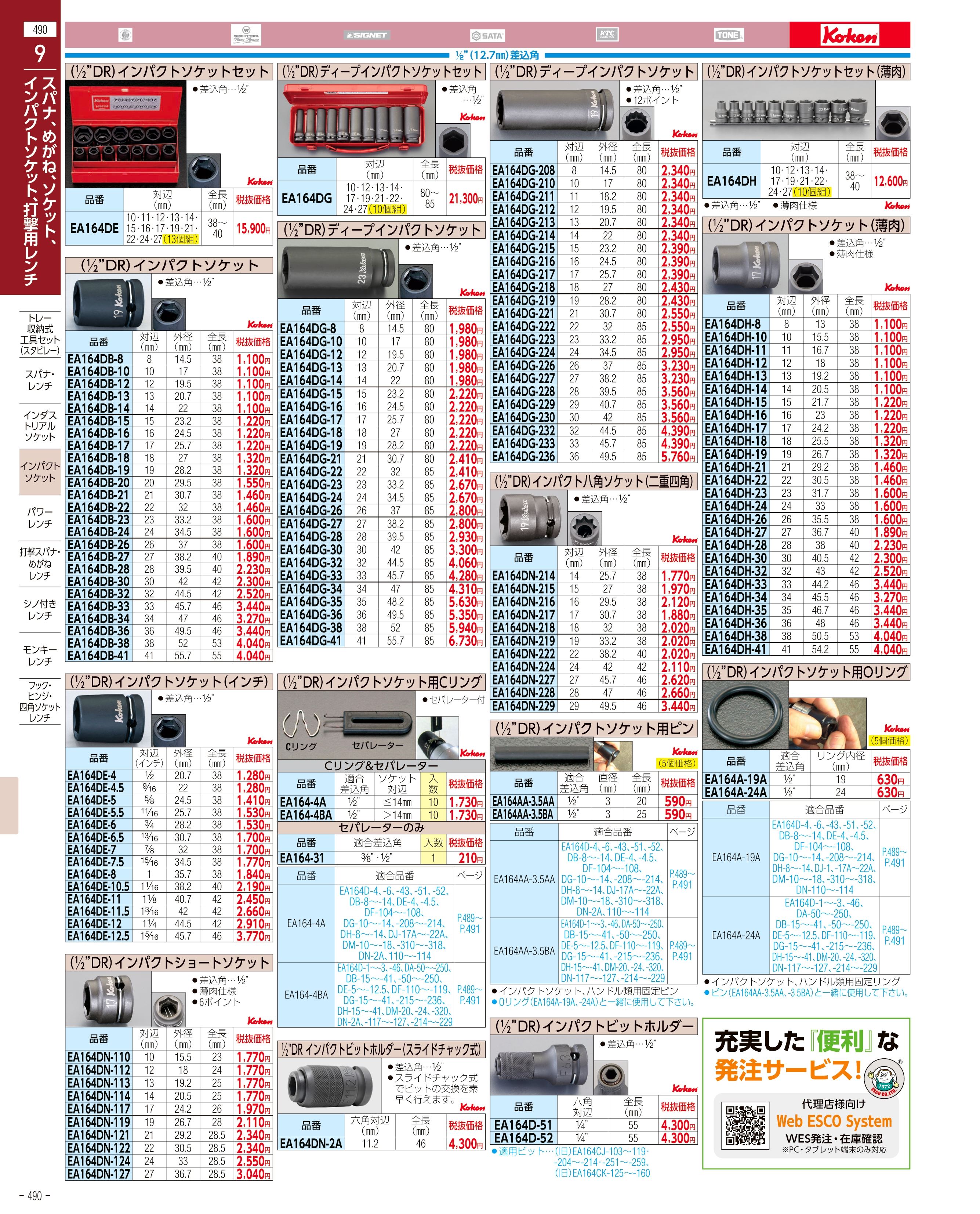 エスコ便利カタログ490ページ