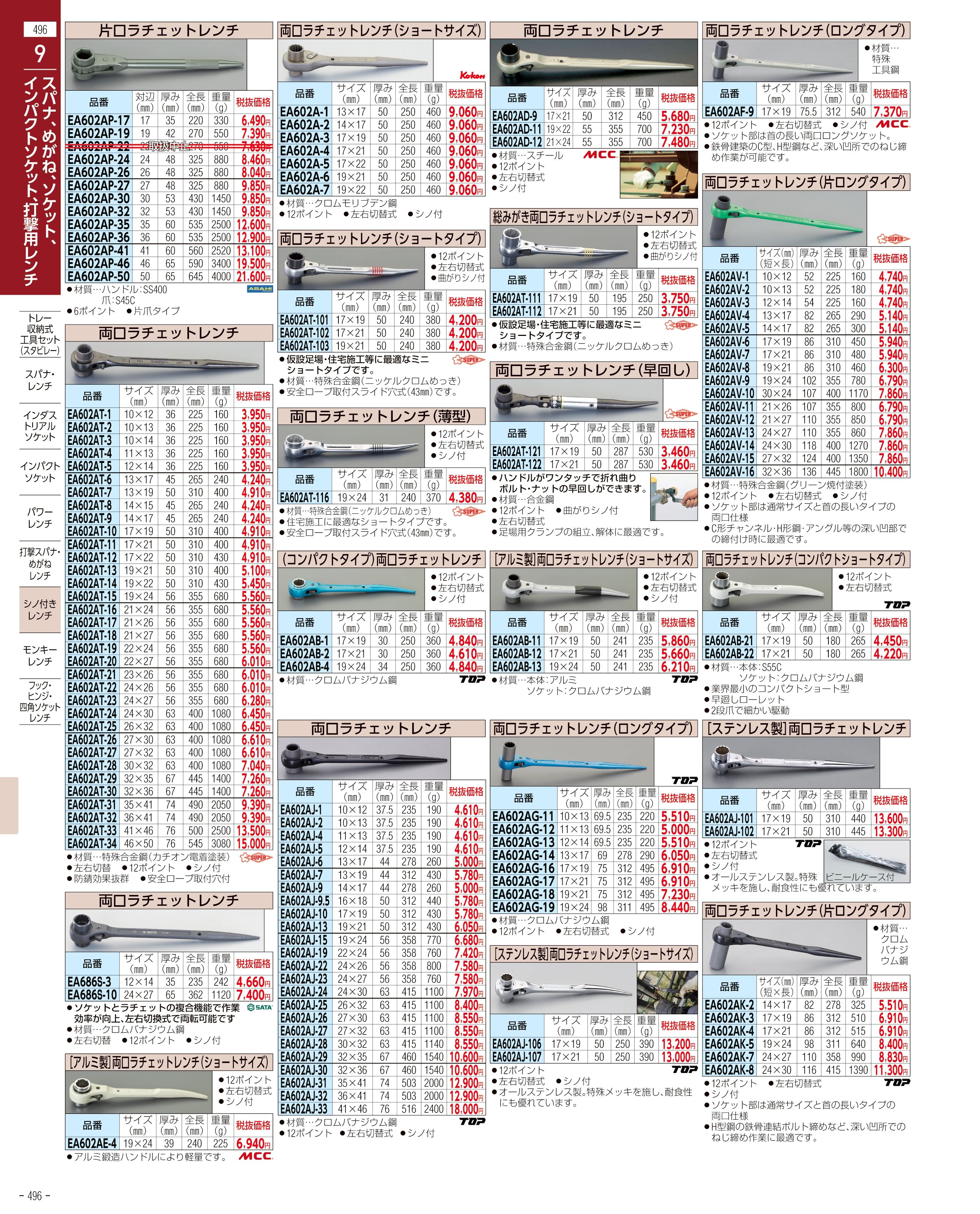 エスコ便利カタログ496ページ