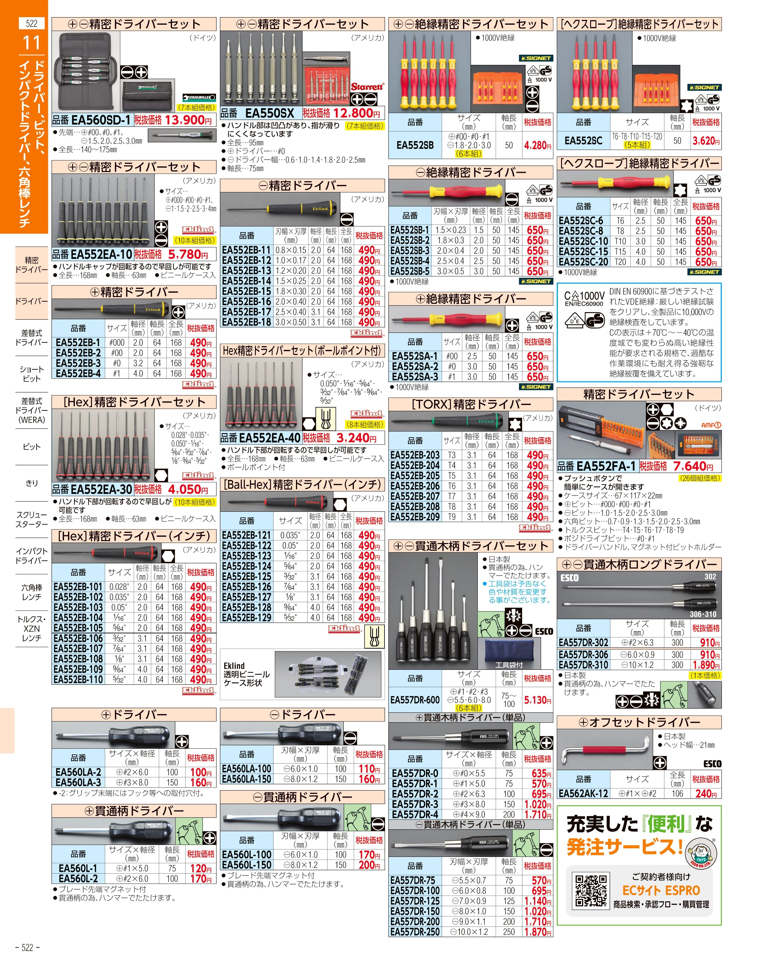 エスコ便利カタログ522ページ