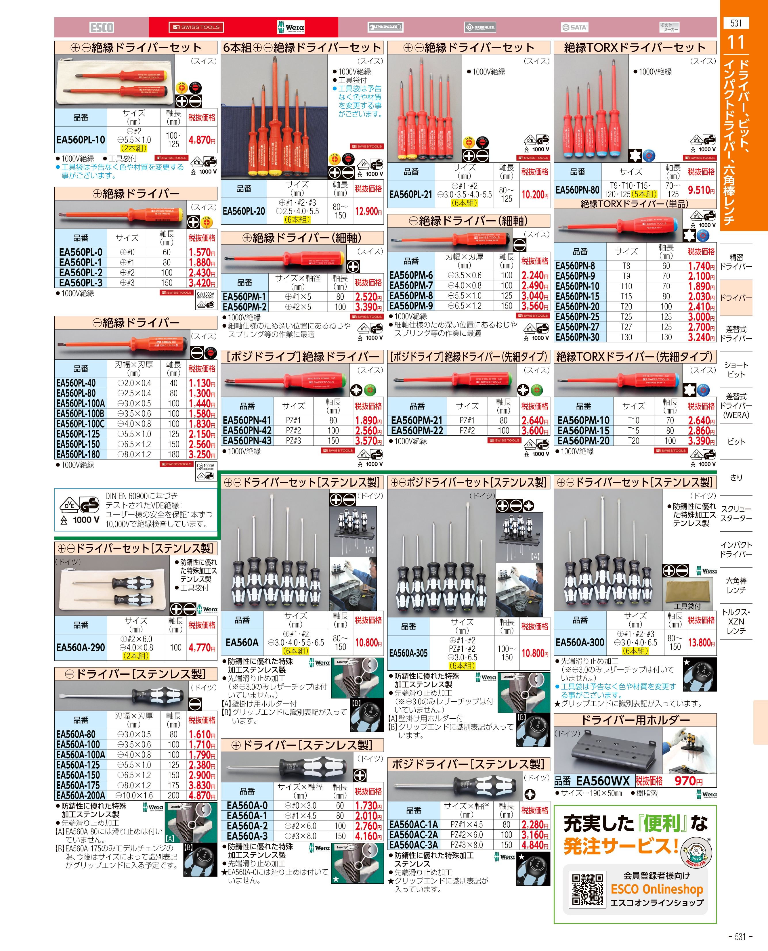 エスコ便利カタログ531ページ