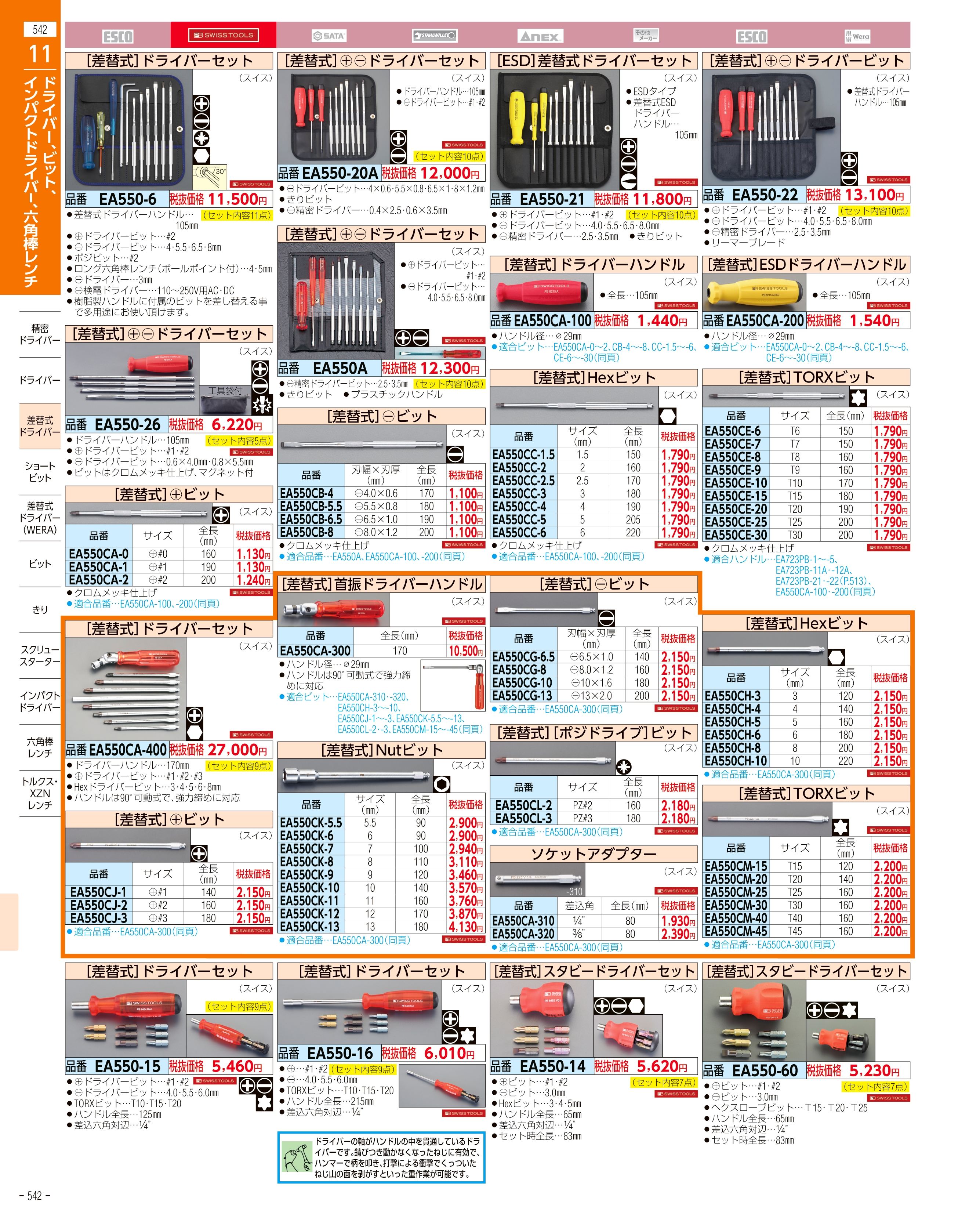 エスコ便利カタログ542ページ