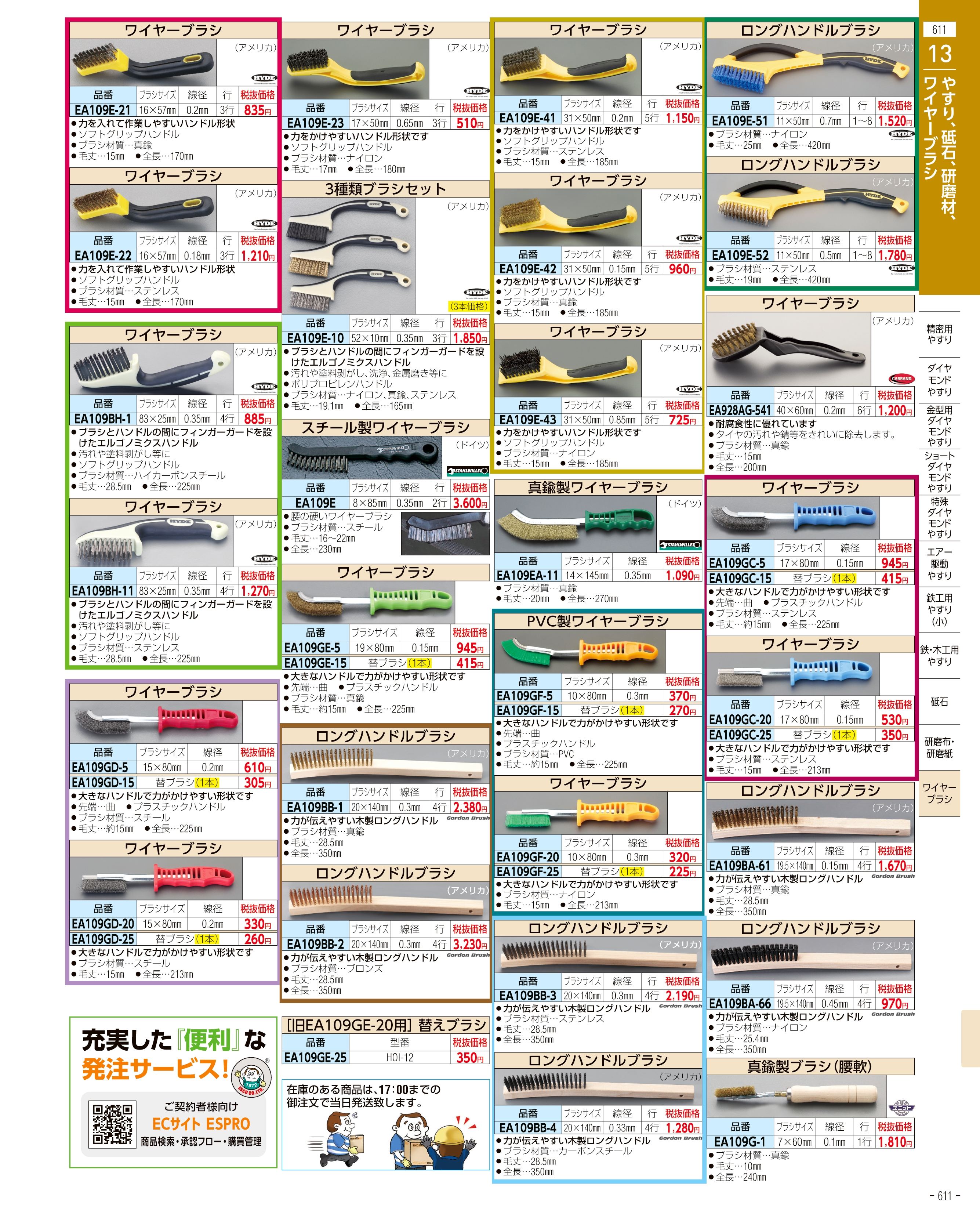 エスコ便利カタログ611ページ