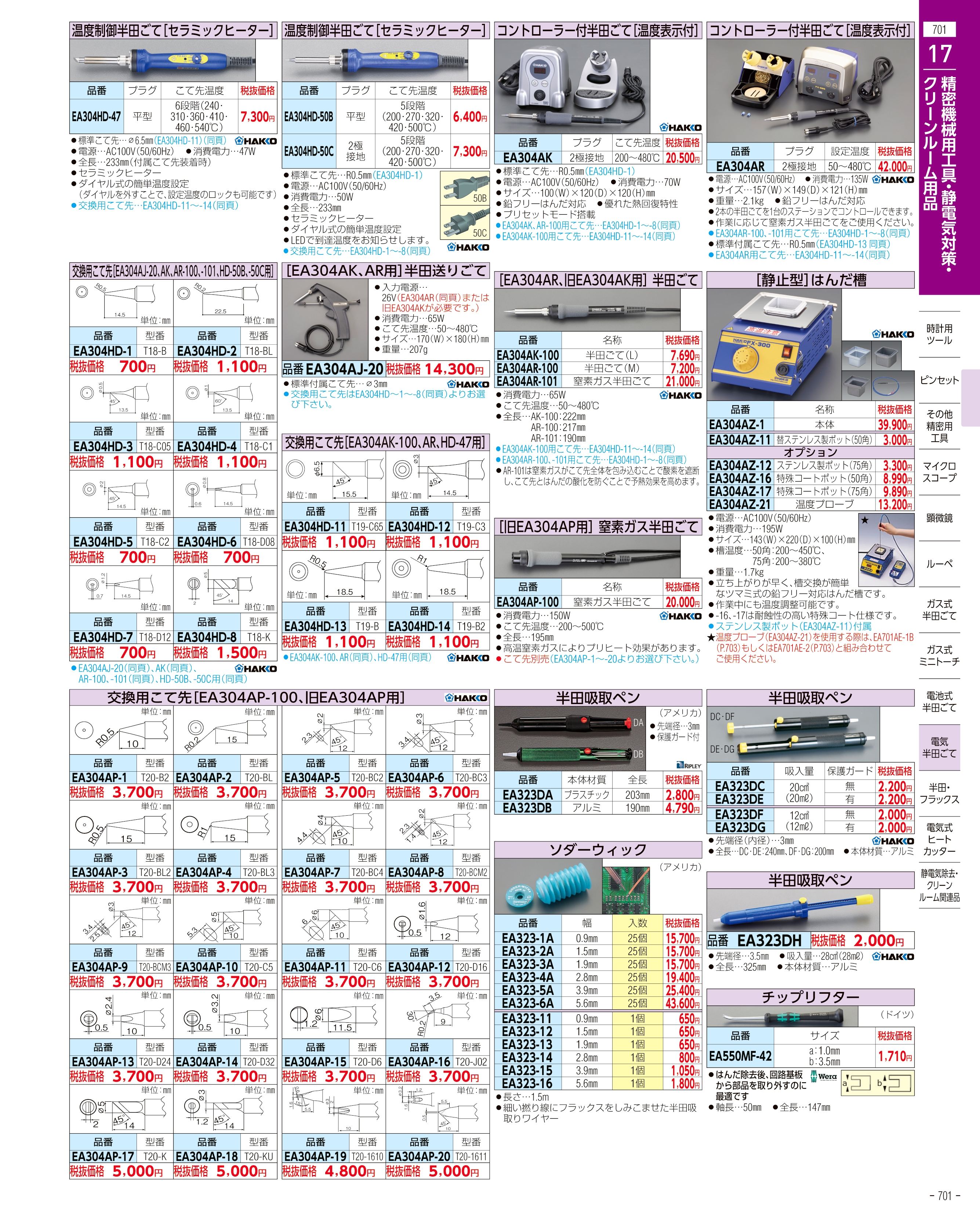 エスコ便利カタログ701ページ