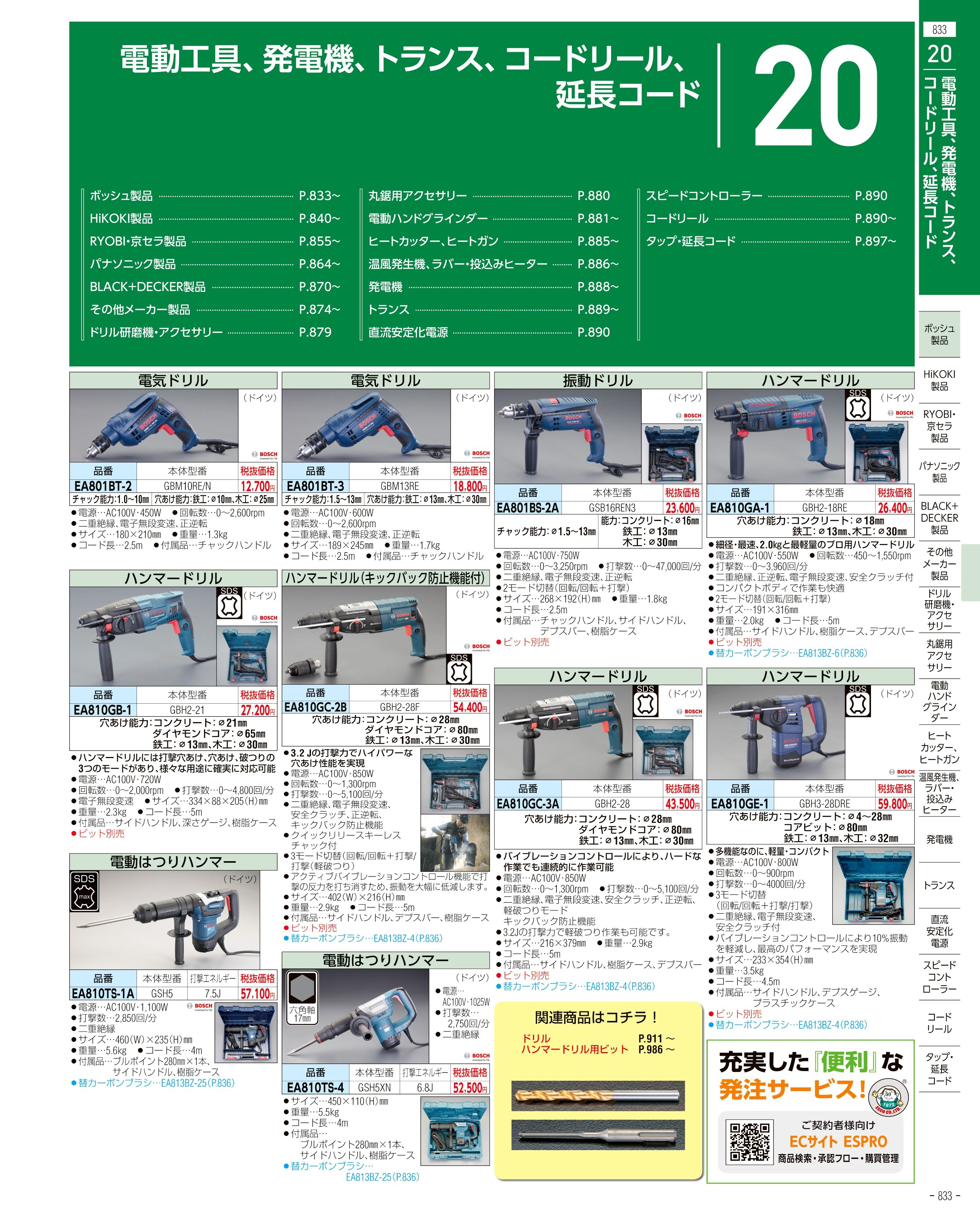 エスコ便利カタログ833ページ