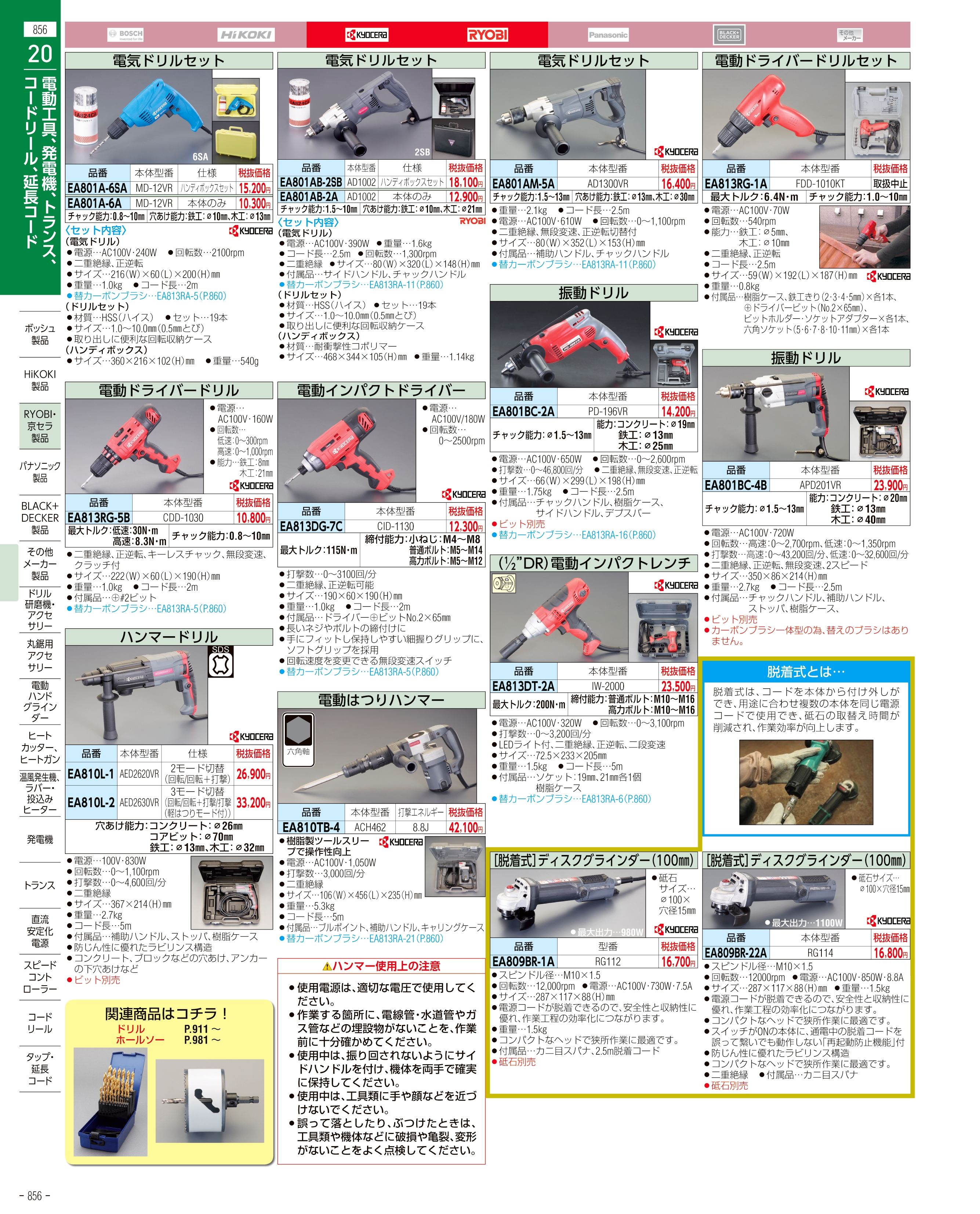 エスコ便利カタログ856ページ