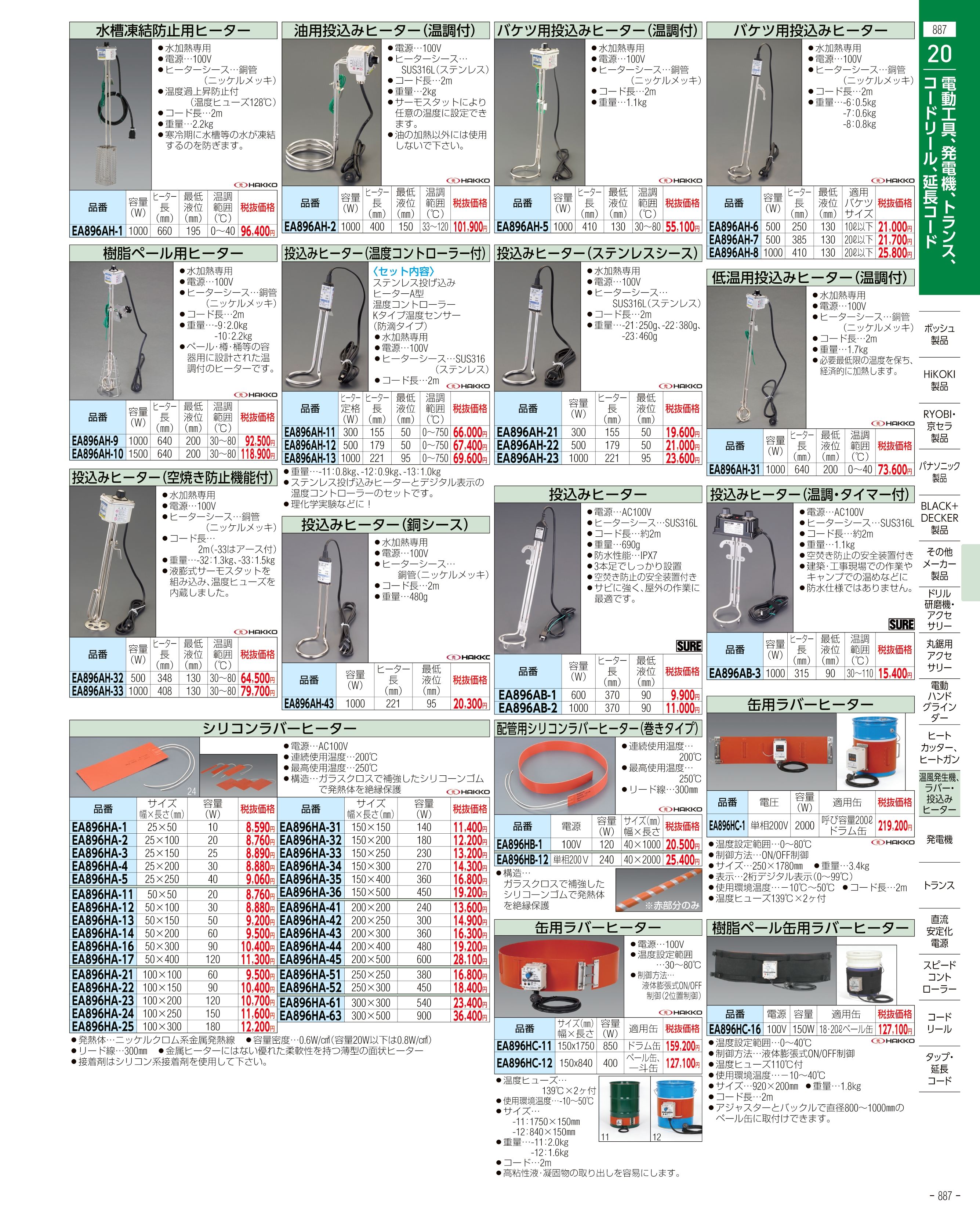 エスコ便利カタログ887ページ