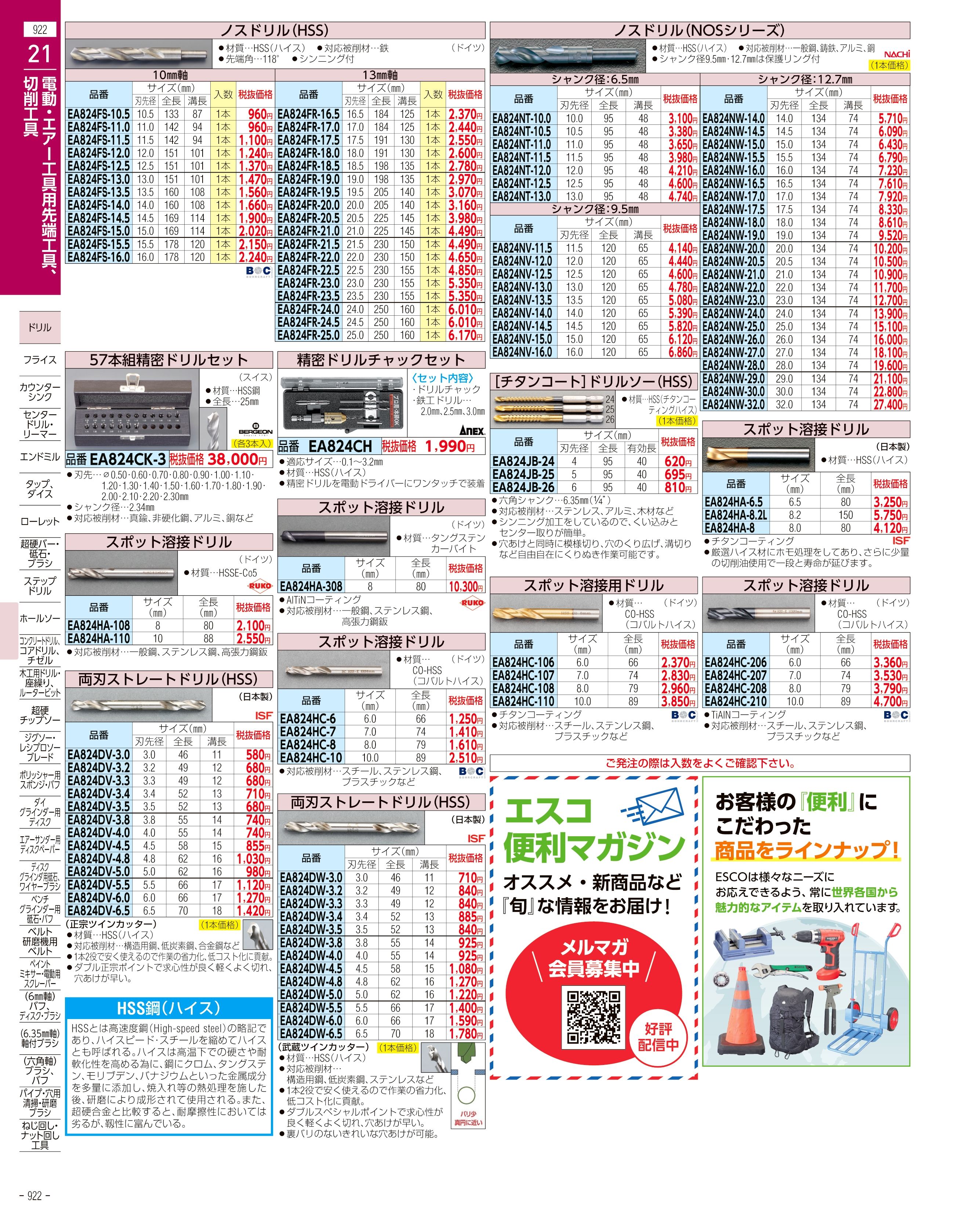 エスコ便利カタログ922ページ