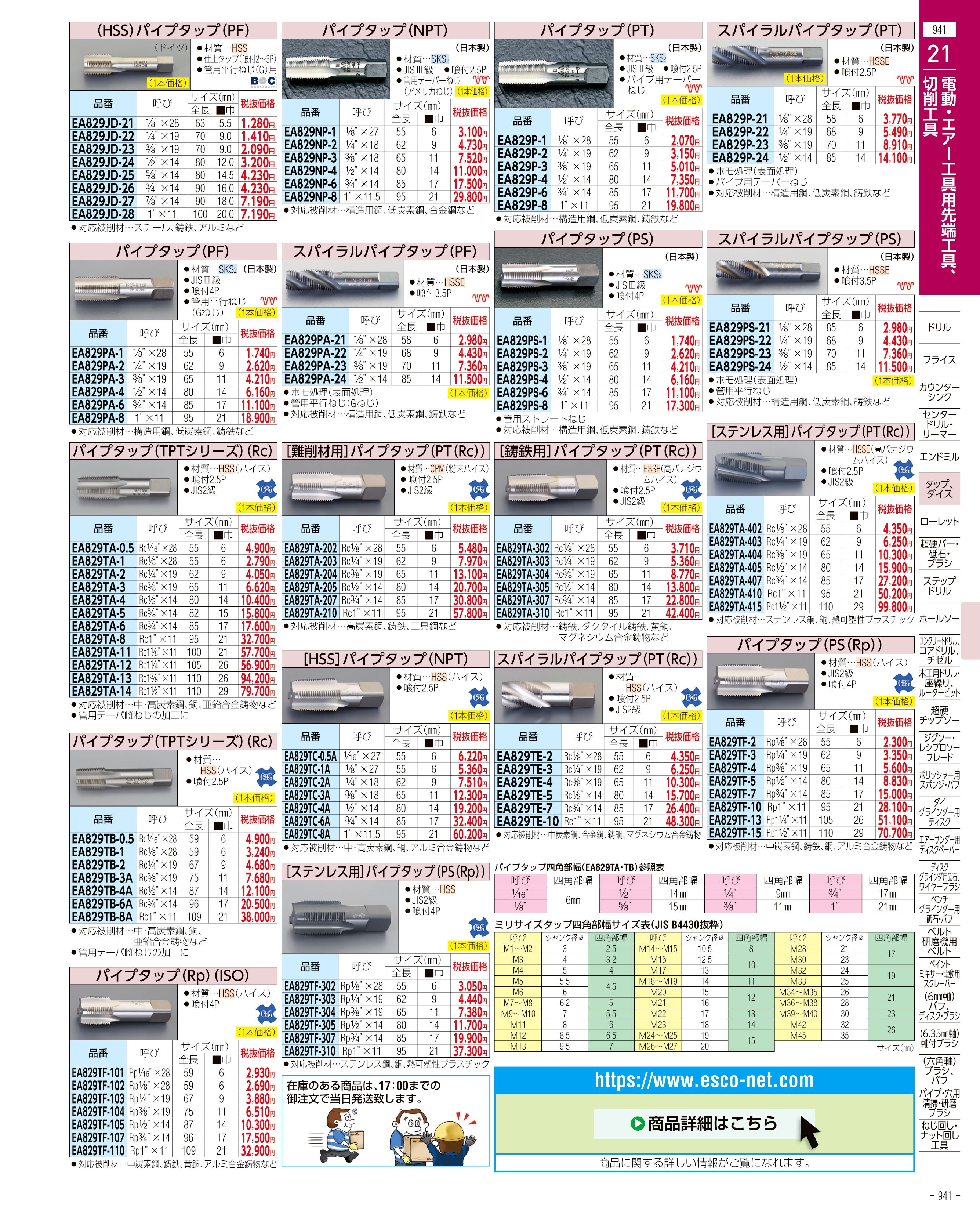 エスコ便利カタログ941ページ