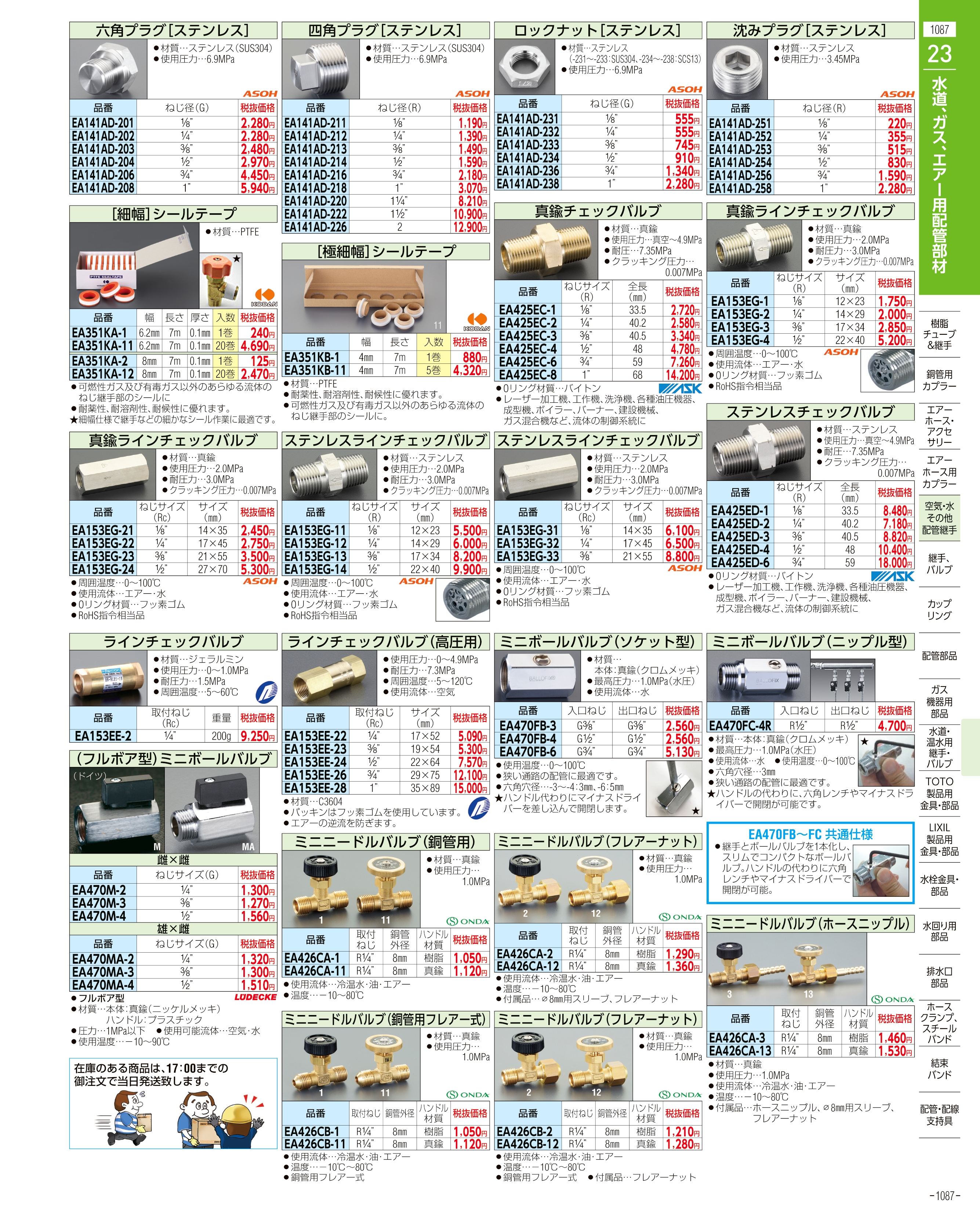 エスコ便利カタログ1087ページ