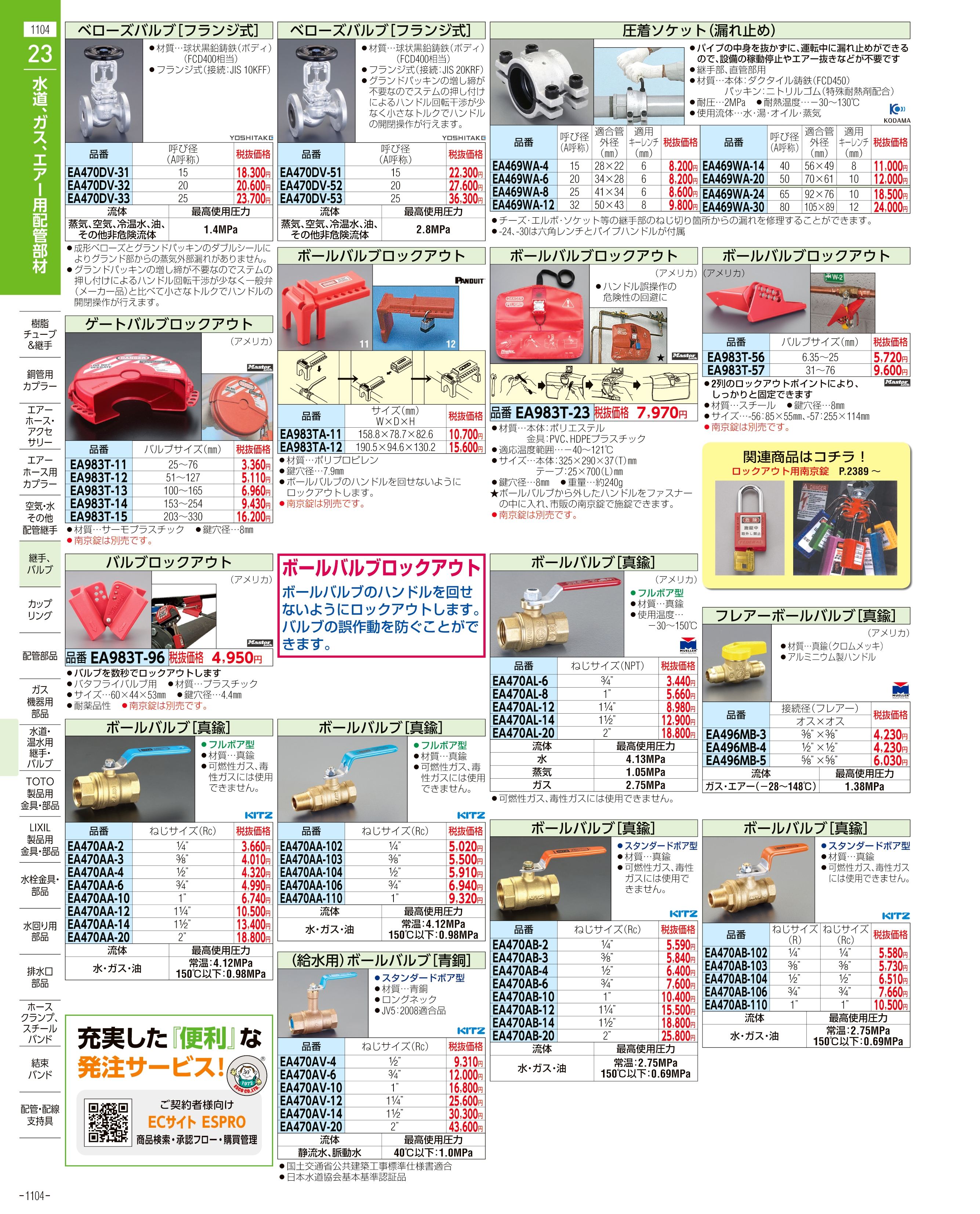 エスコ便利カタログ1104ページ