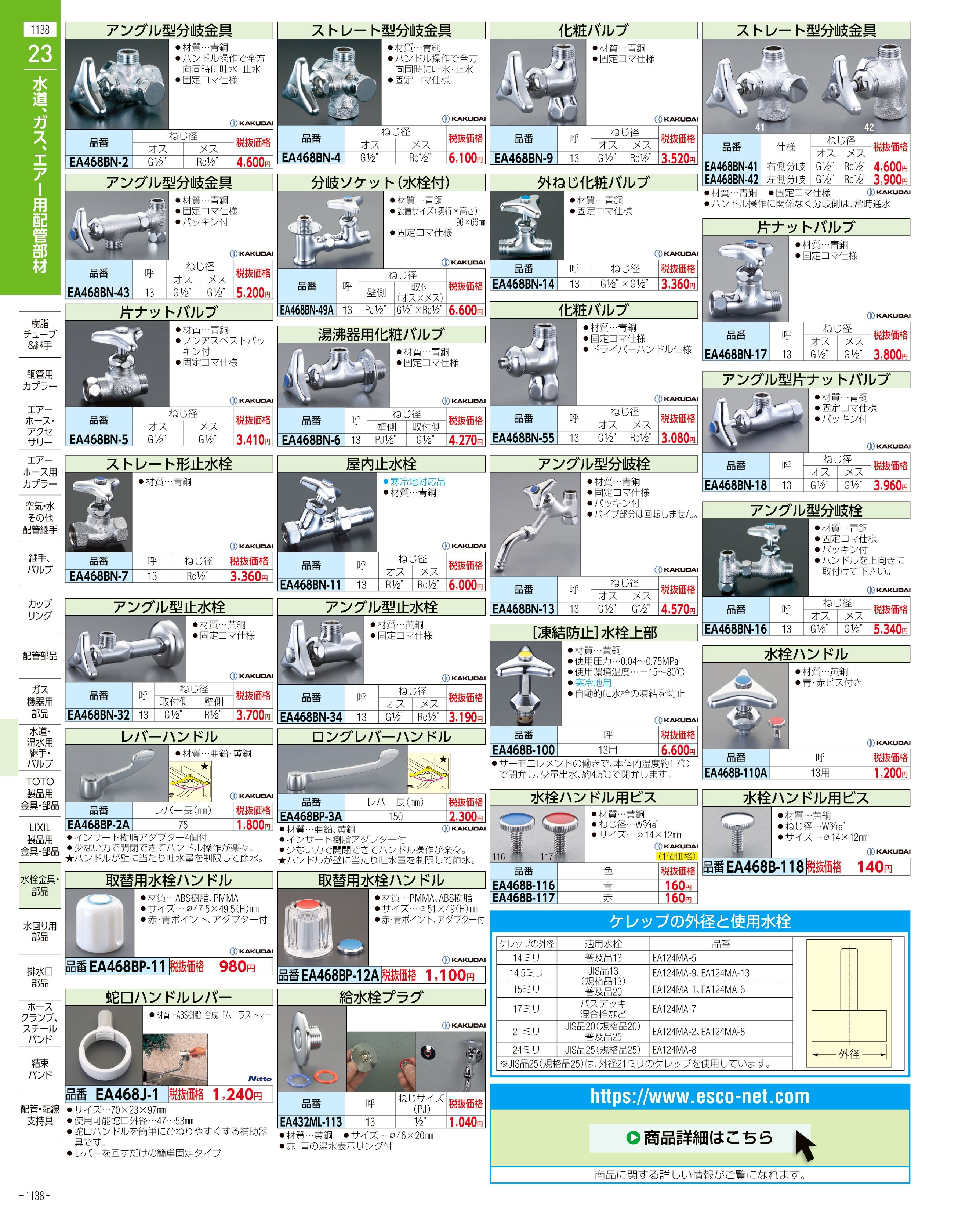 エスコ便利カタログ1138ページ