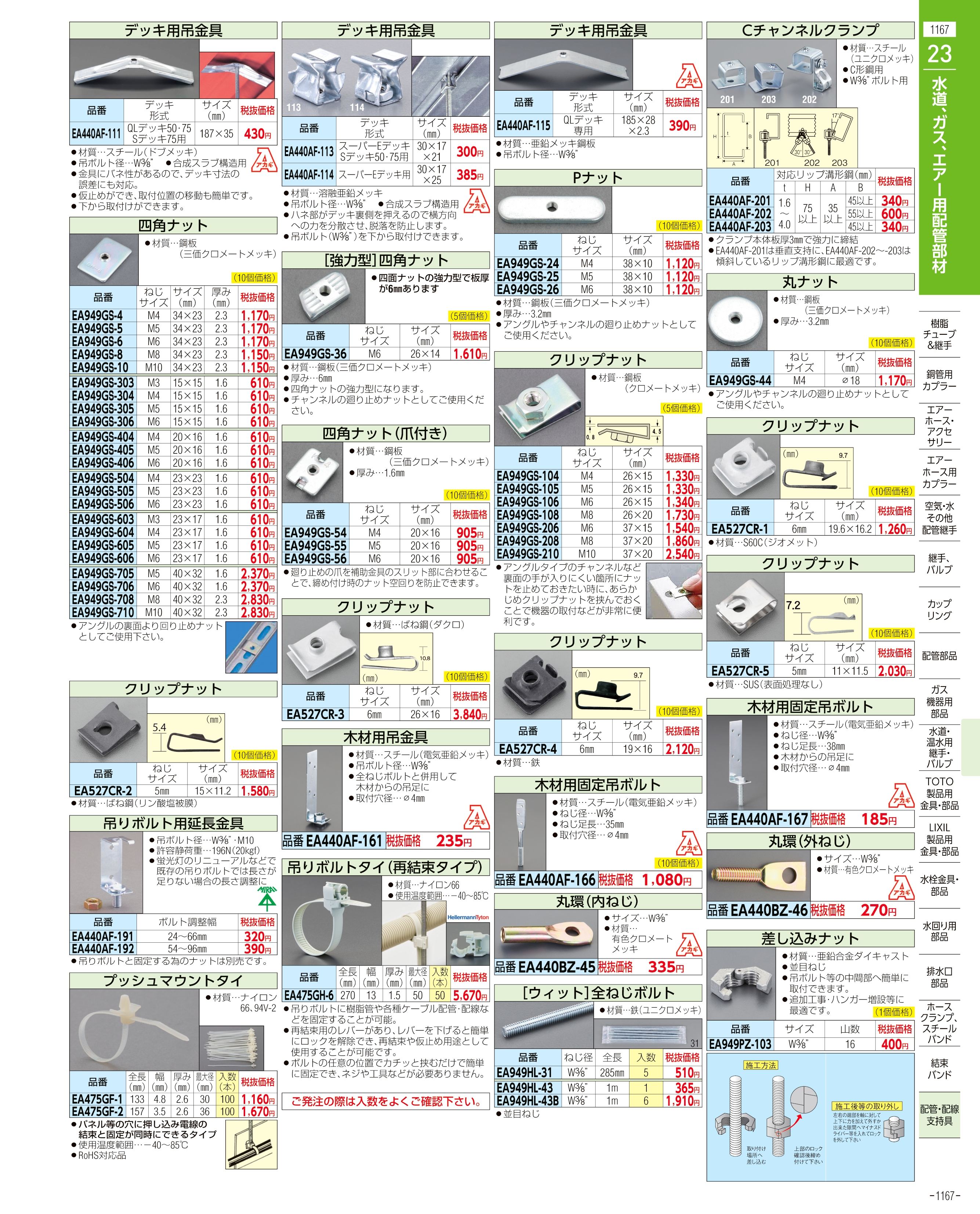 エスコ便利カタログ1167ページ