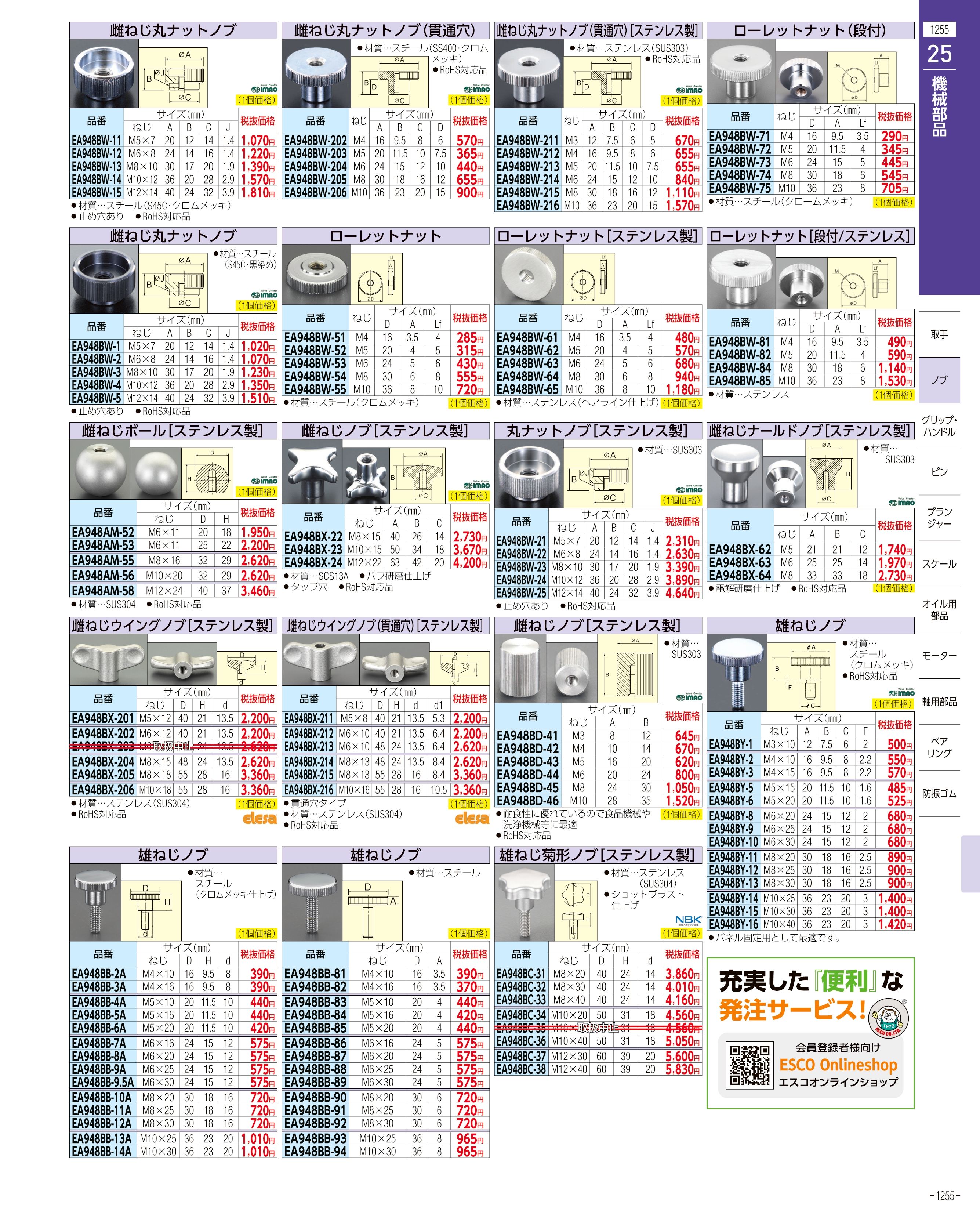 エスコ便利カタログ1255ページ