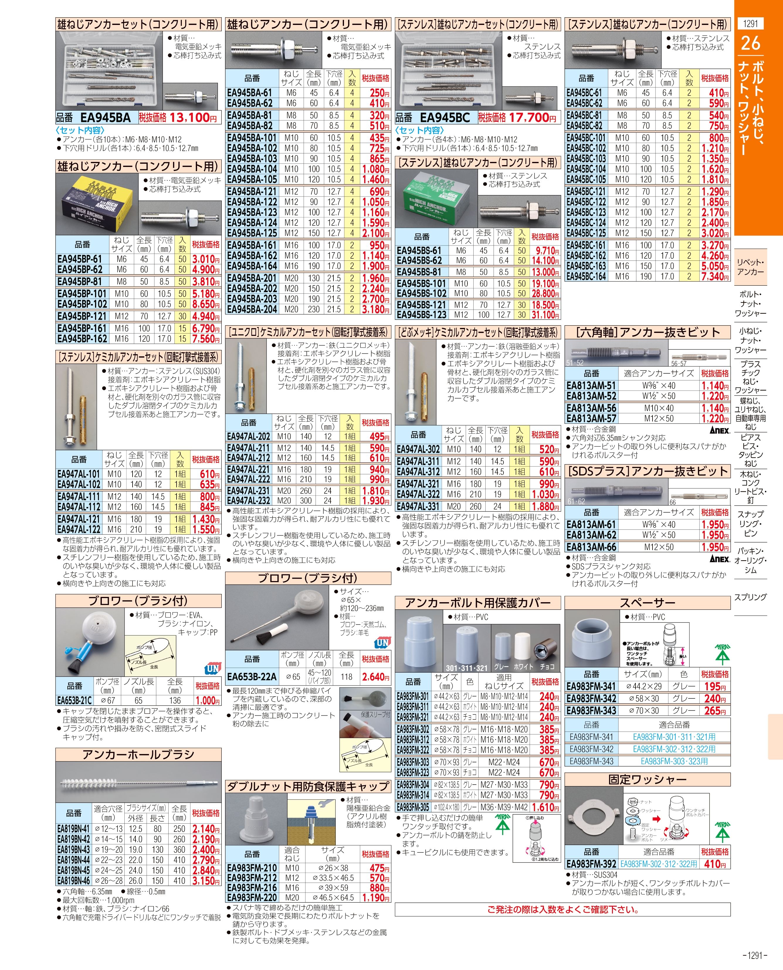 エスコ便利カタログ1291ページ