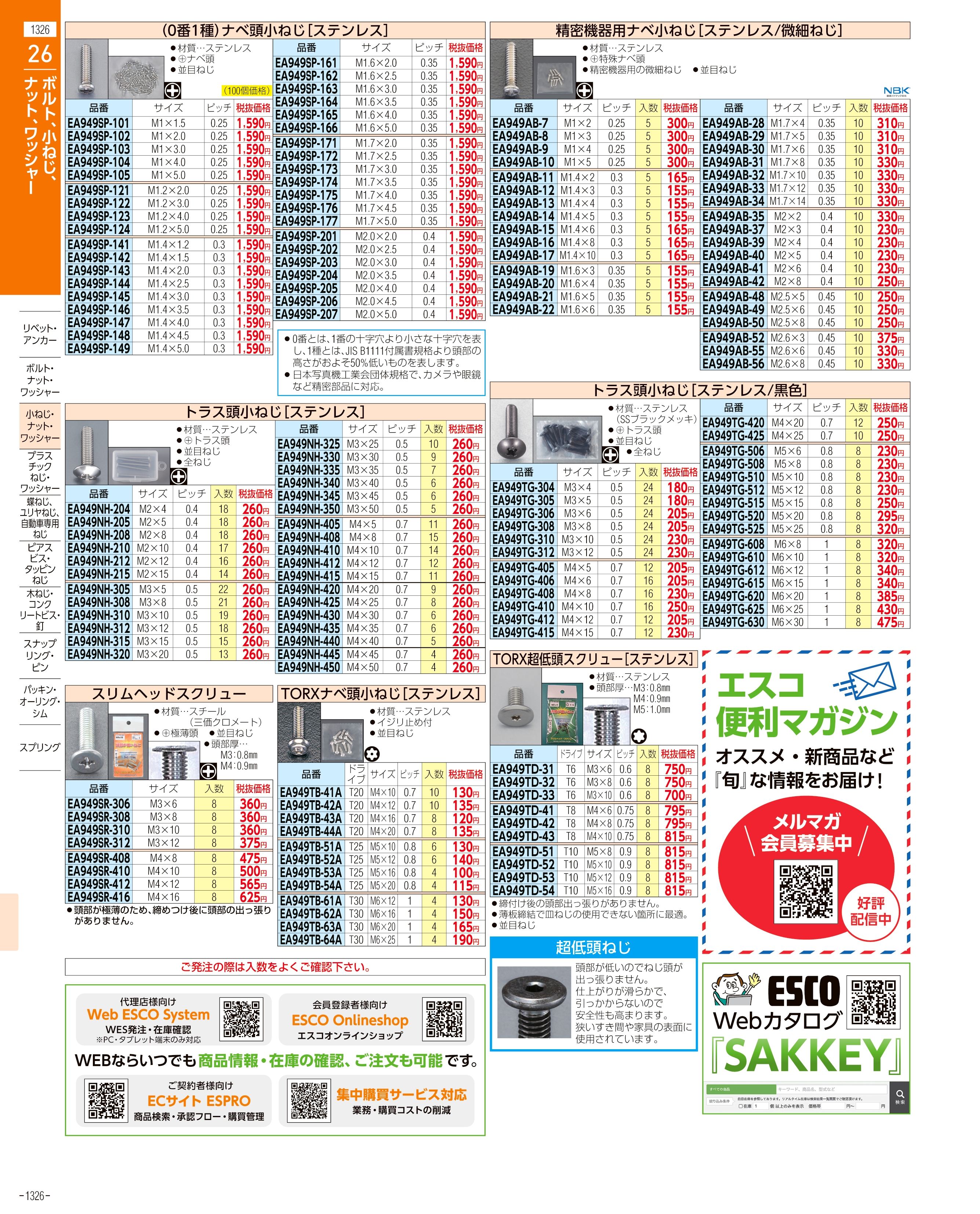 エスコ便利カタログ1326ページ