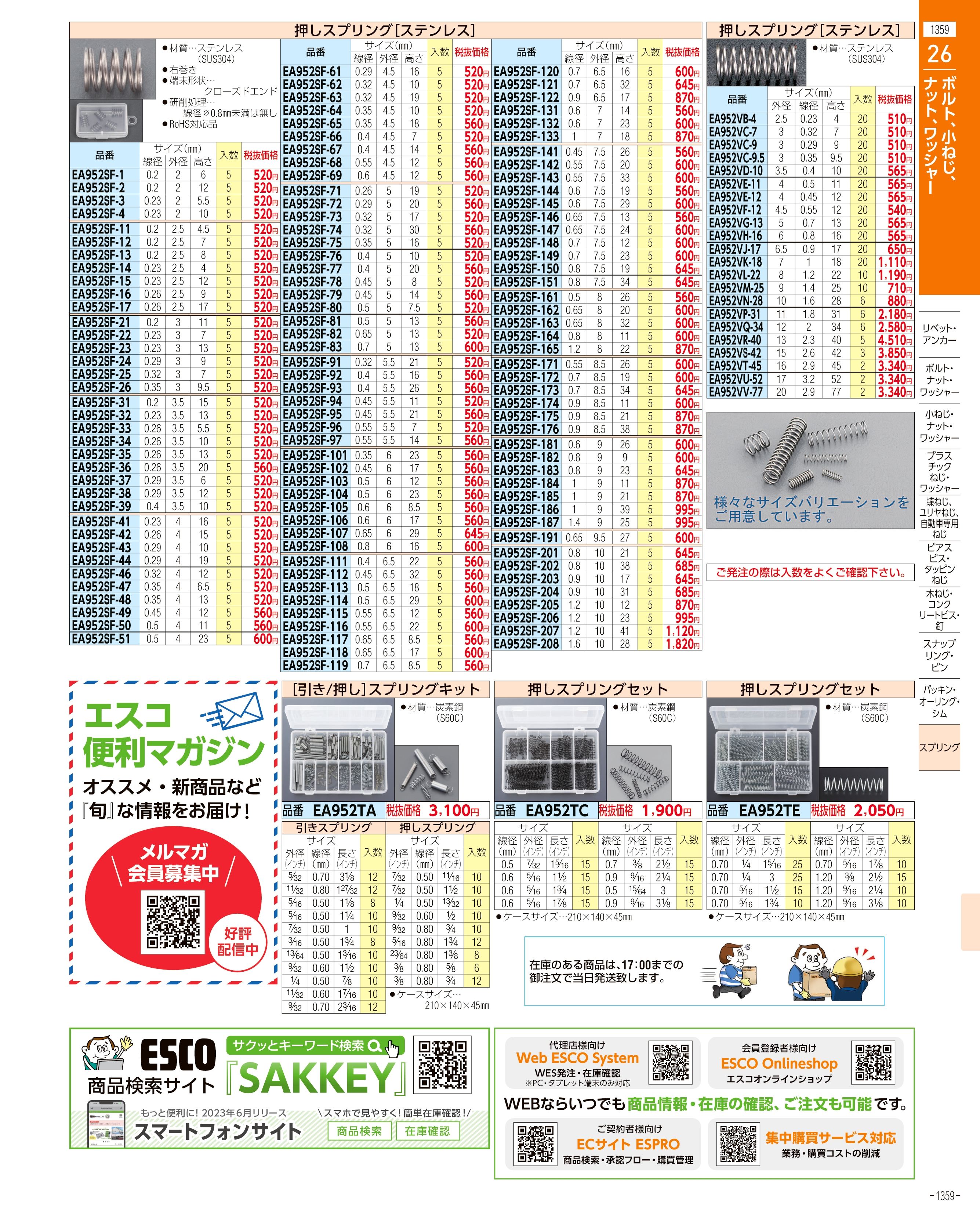 エスコ便利カタログ1359ページ