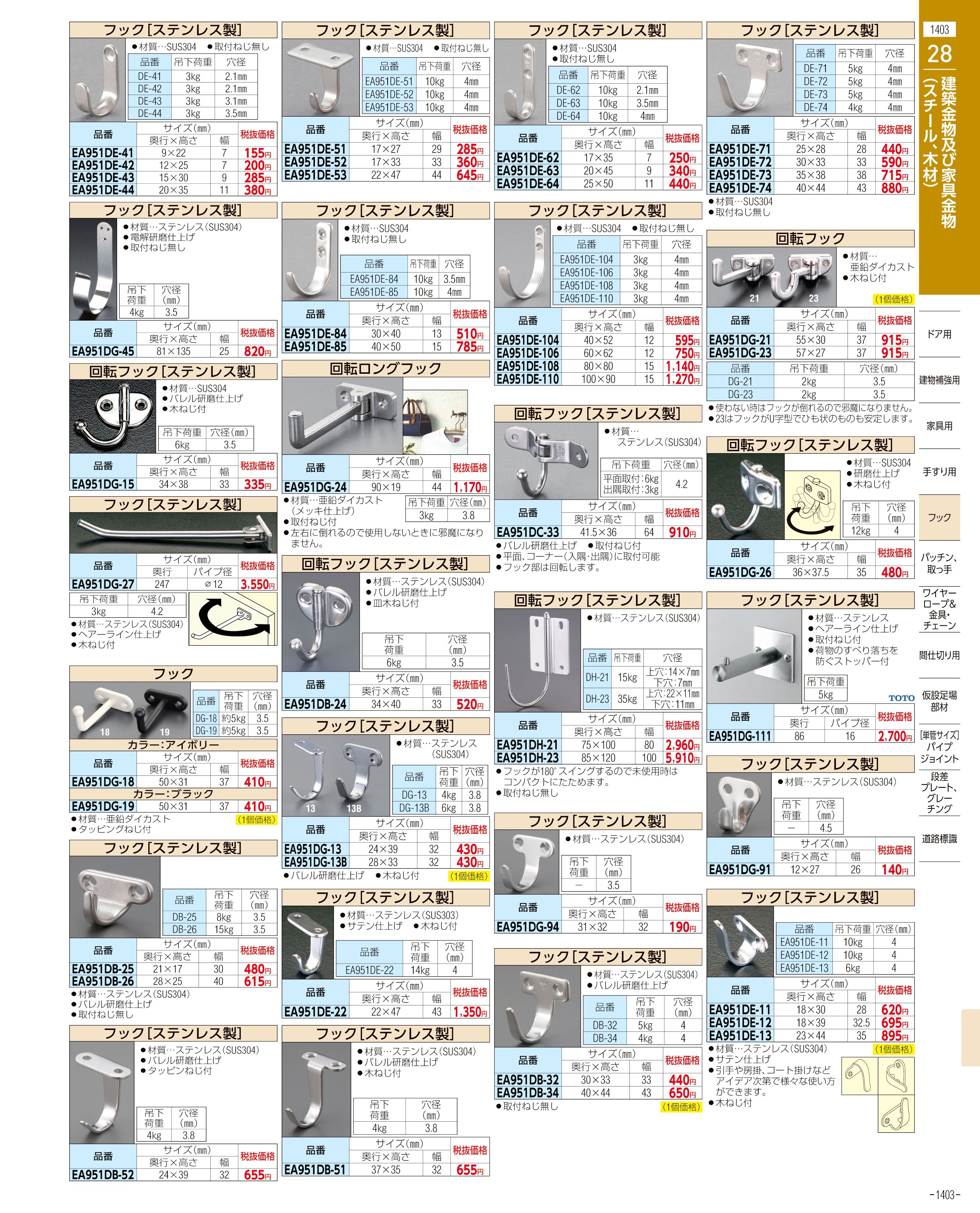 エスコ便利カタログ1403ページ