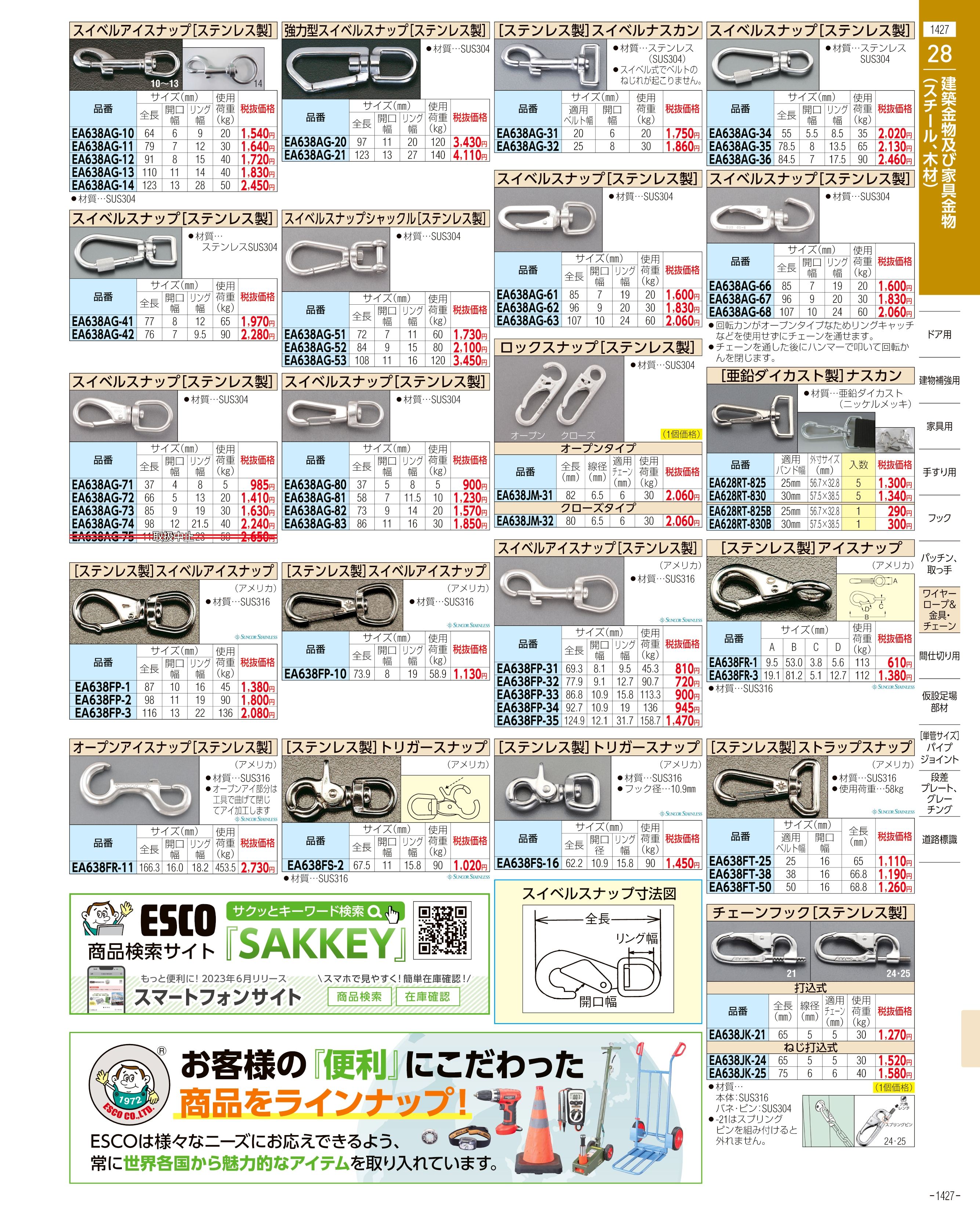 エスコ便利カタログ1427ページ