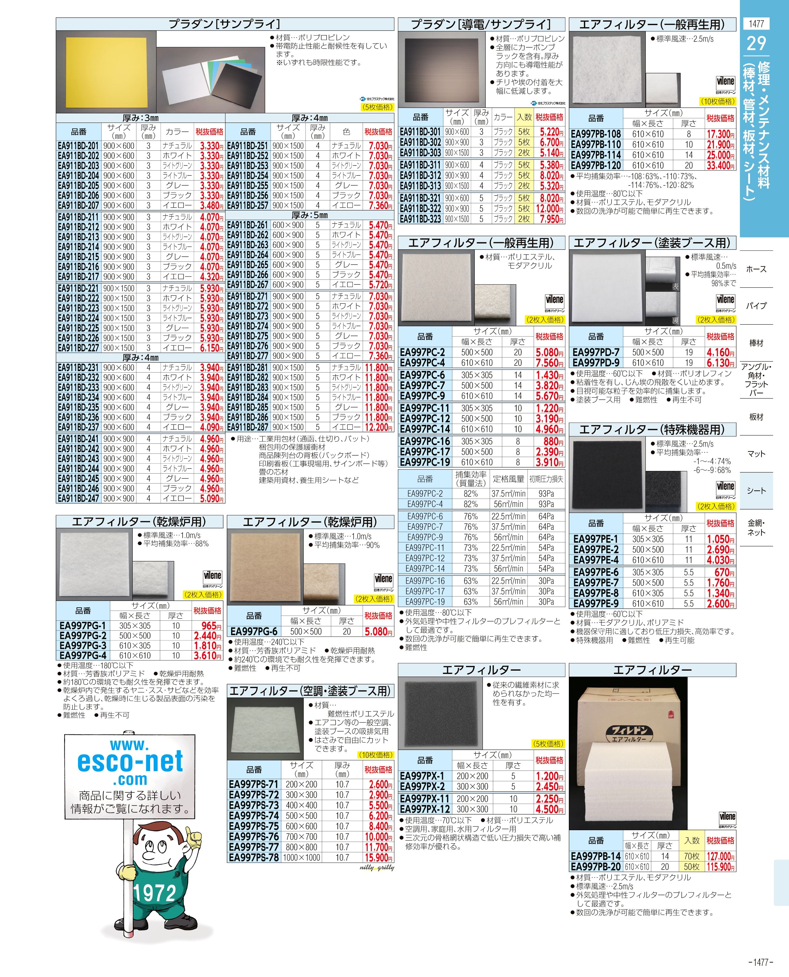 エスコ便利カタログ1477ページ