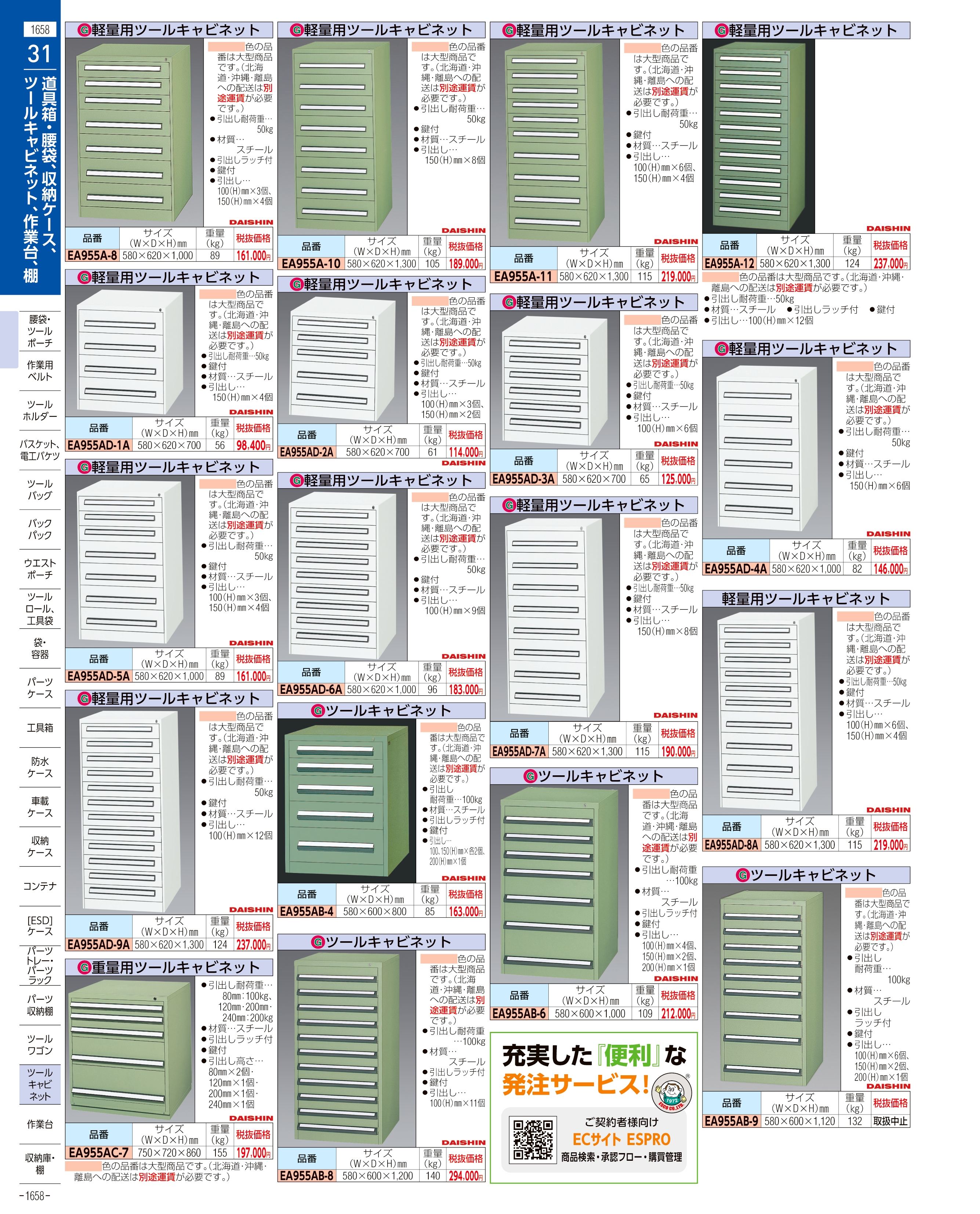 エスコ便利カタログ1658ページ