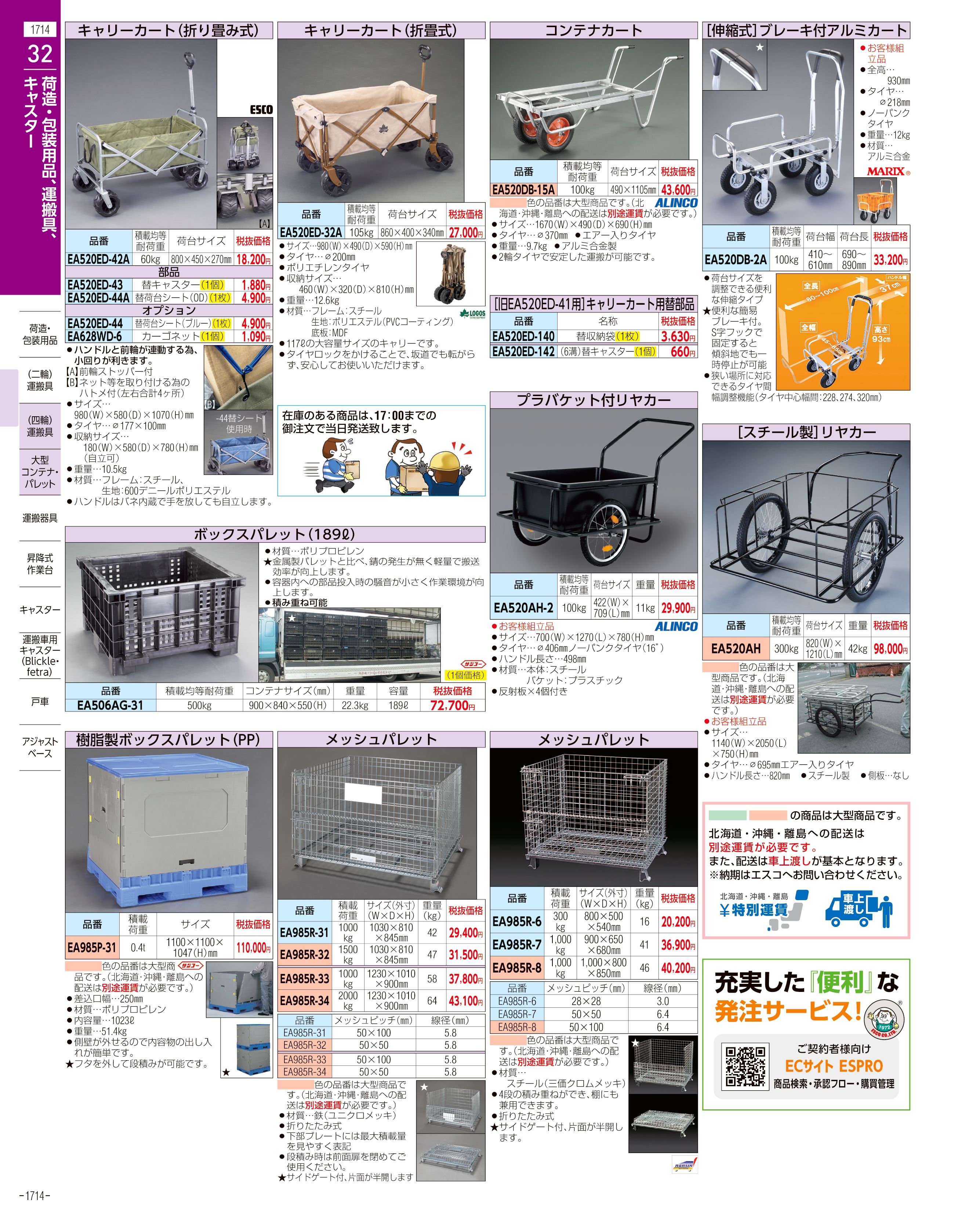 エスコ便利カタログ1714ページ