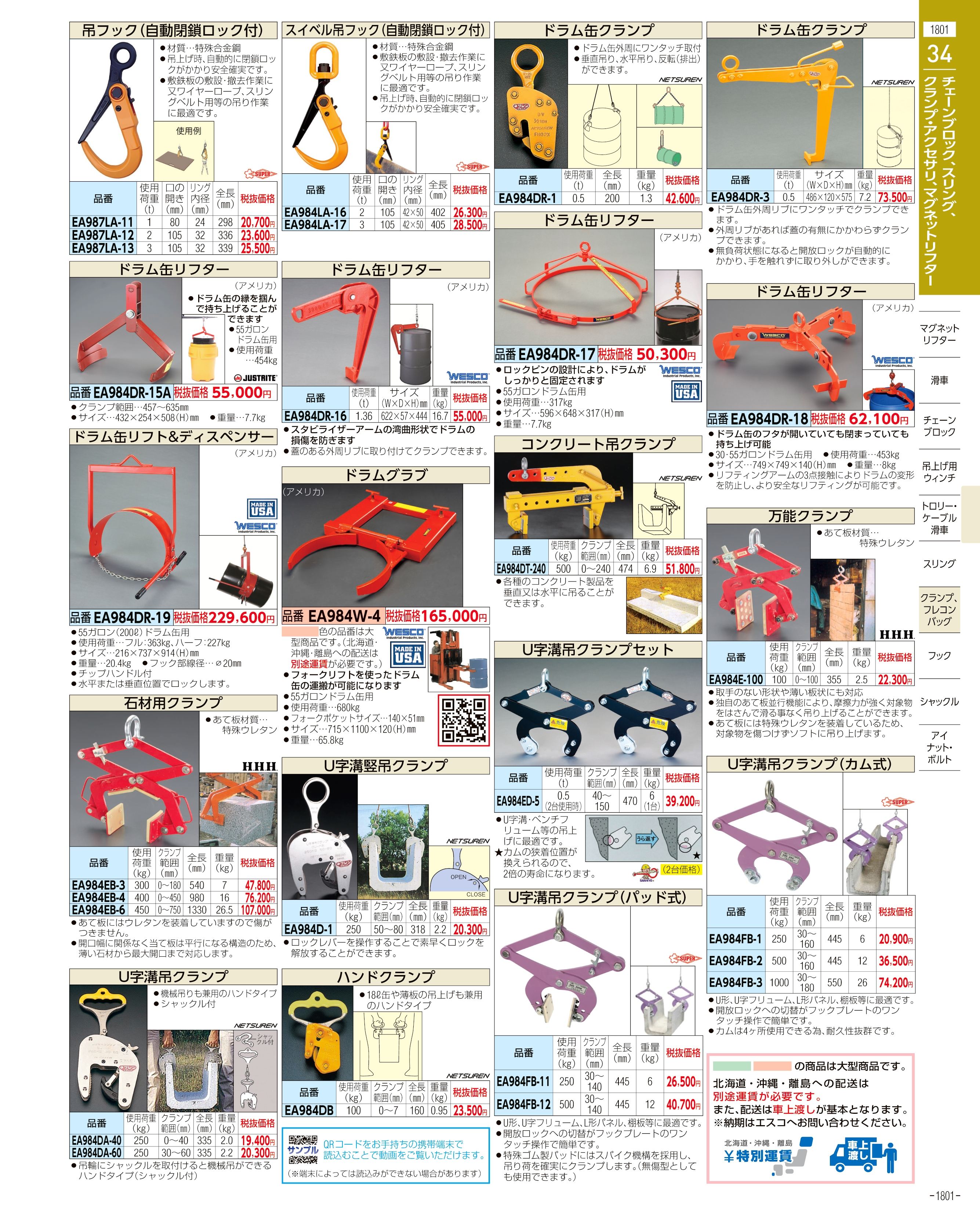 エスコ便利カタログ1801ページ