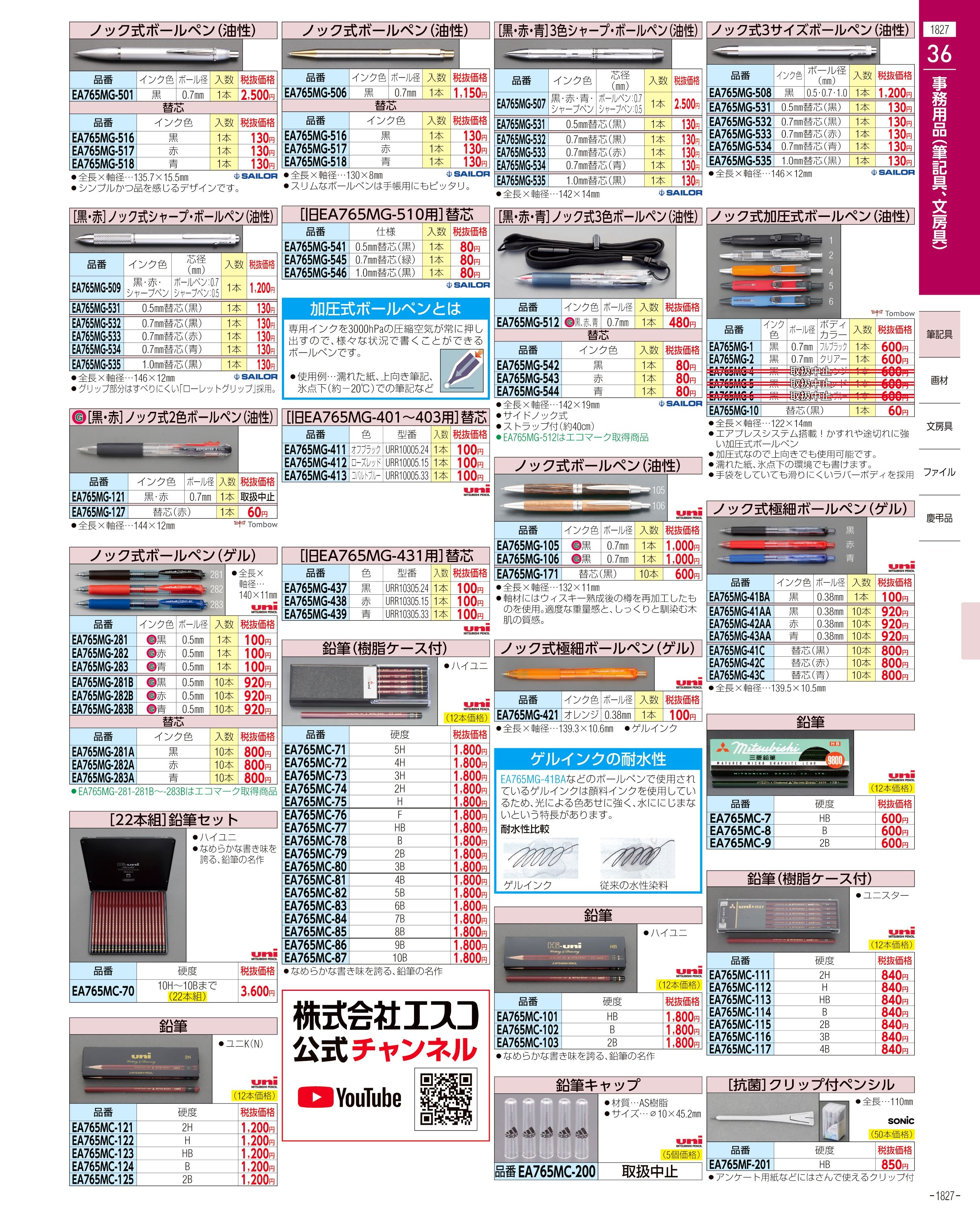 エスコ便利カタログ1827ページ