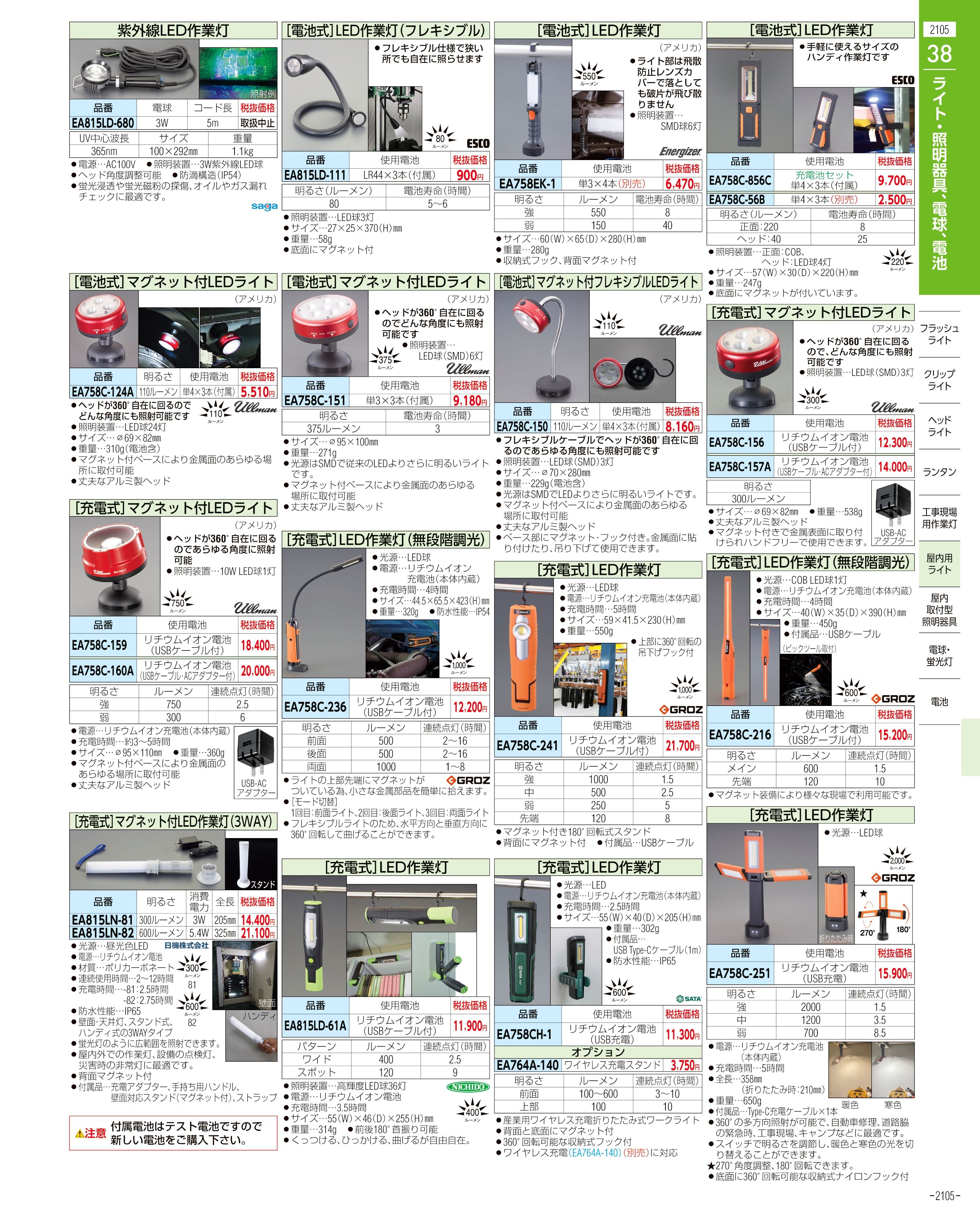 エスコ便利カタログ2105ページ