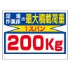 450x600mm 積載荷重標識(1ｽﾊﾟﾝ/200kg)